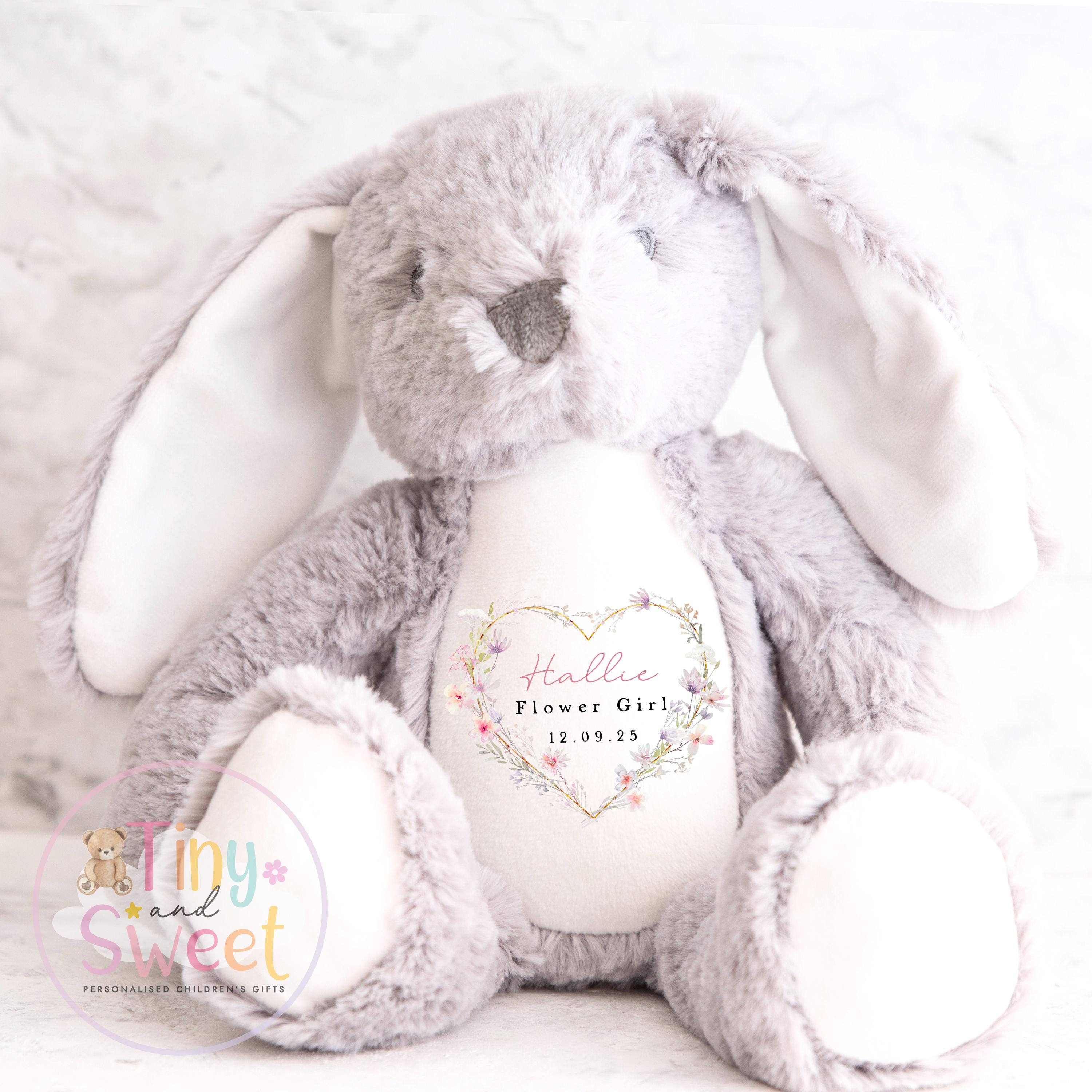Heart Floral Wreath Personalised Flower Girl Soft Toy Bunny