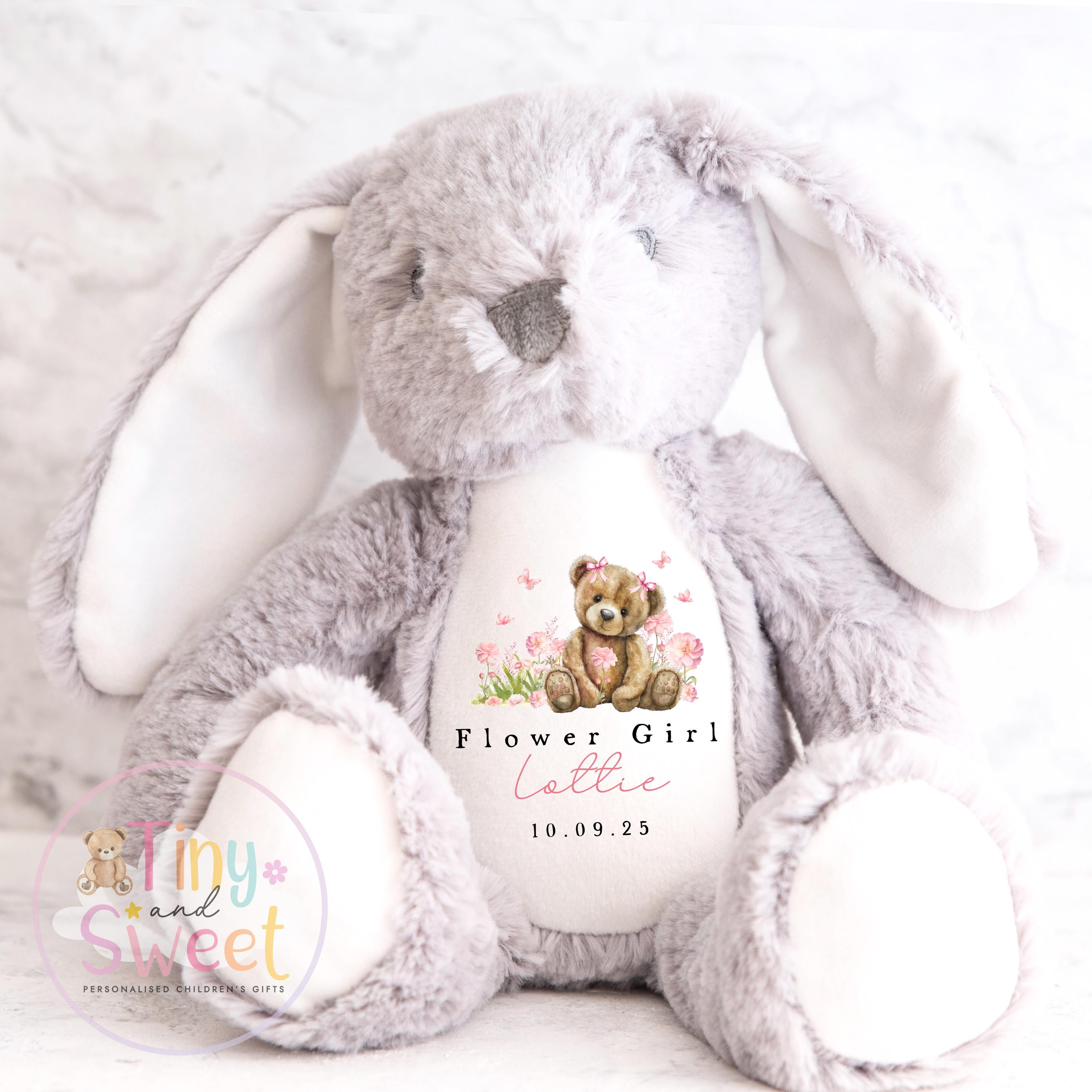 Personalised Flower Girl Bunny, Flower Girl Gift, Will you be my flower girl Bunny, Personalised Soft Toy, Flower Girl Proposal, Bridesmaid
