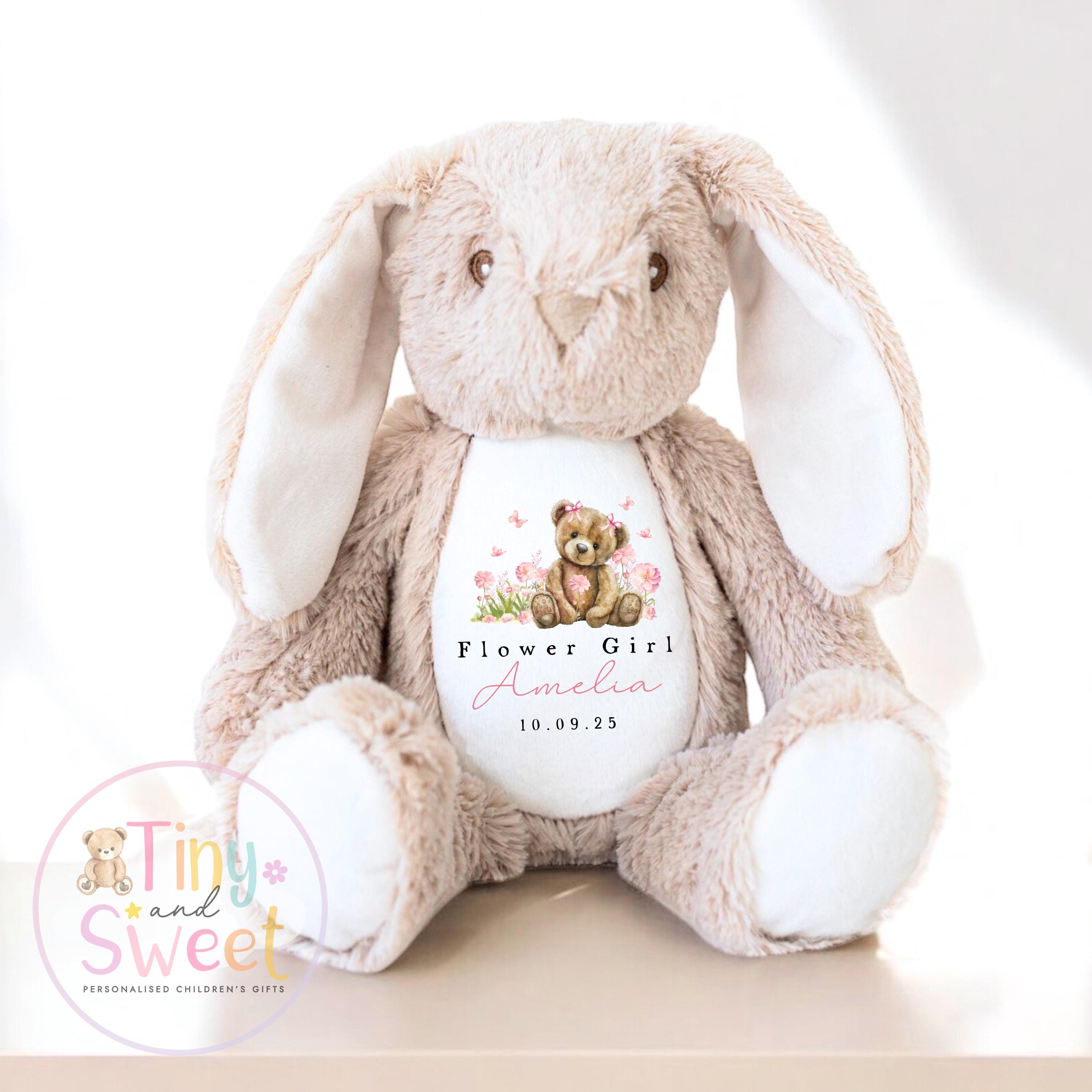 Personalised Flower Girl Bunny, Flower Girl Gift, Will you be my flower girl Bunny, Personalised Soft Toy, Flower Girl Proposal, Bridesmaid
