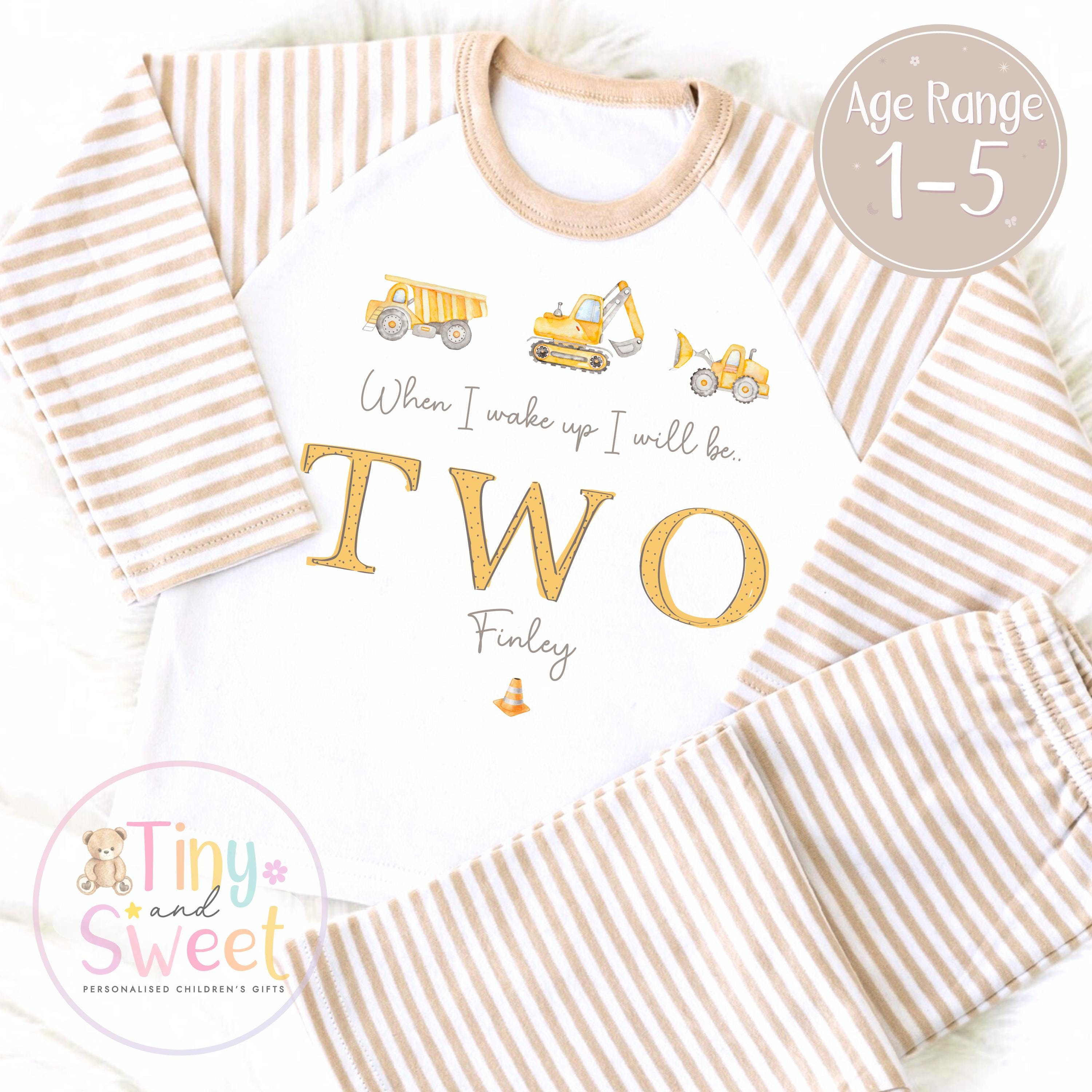 Personalised Construction Excavator Pyjamas, When i wake up i&