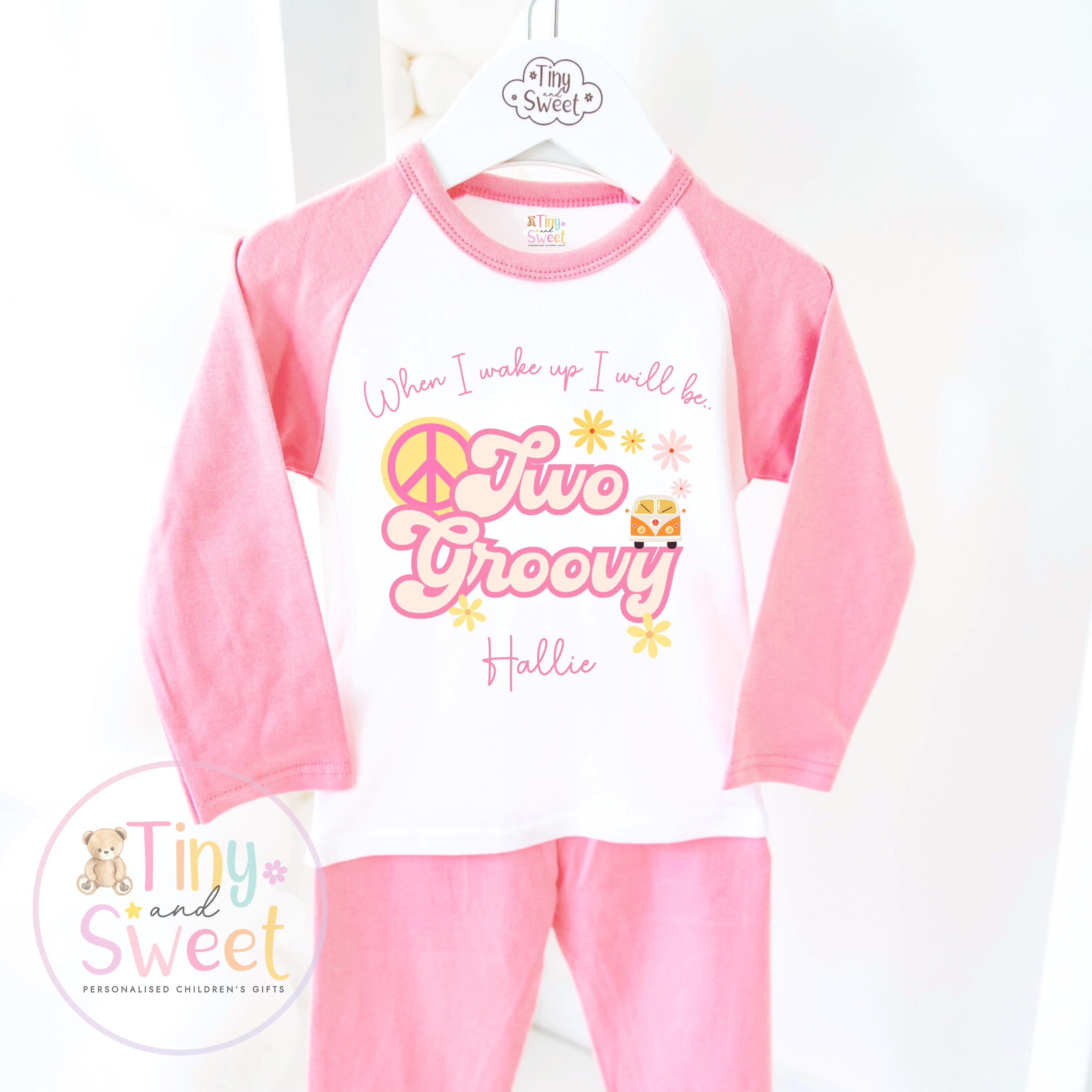 Two Groovy Birthday Pyjamas, When I Wake Up I’ll Be, Groovy PJs – When I Wake Up I’ll Be 2, Personalised Two Groovy Birthday Pyjamas