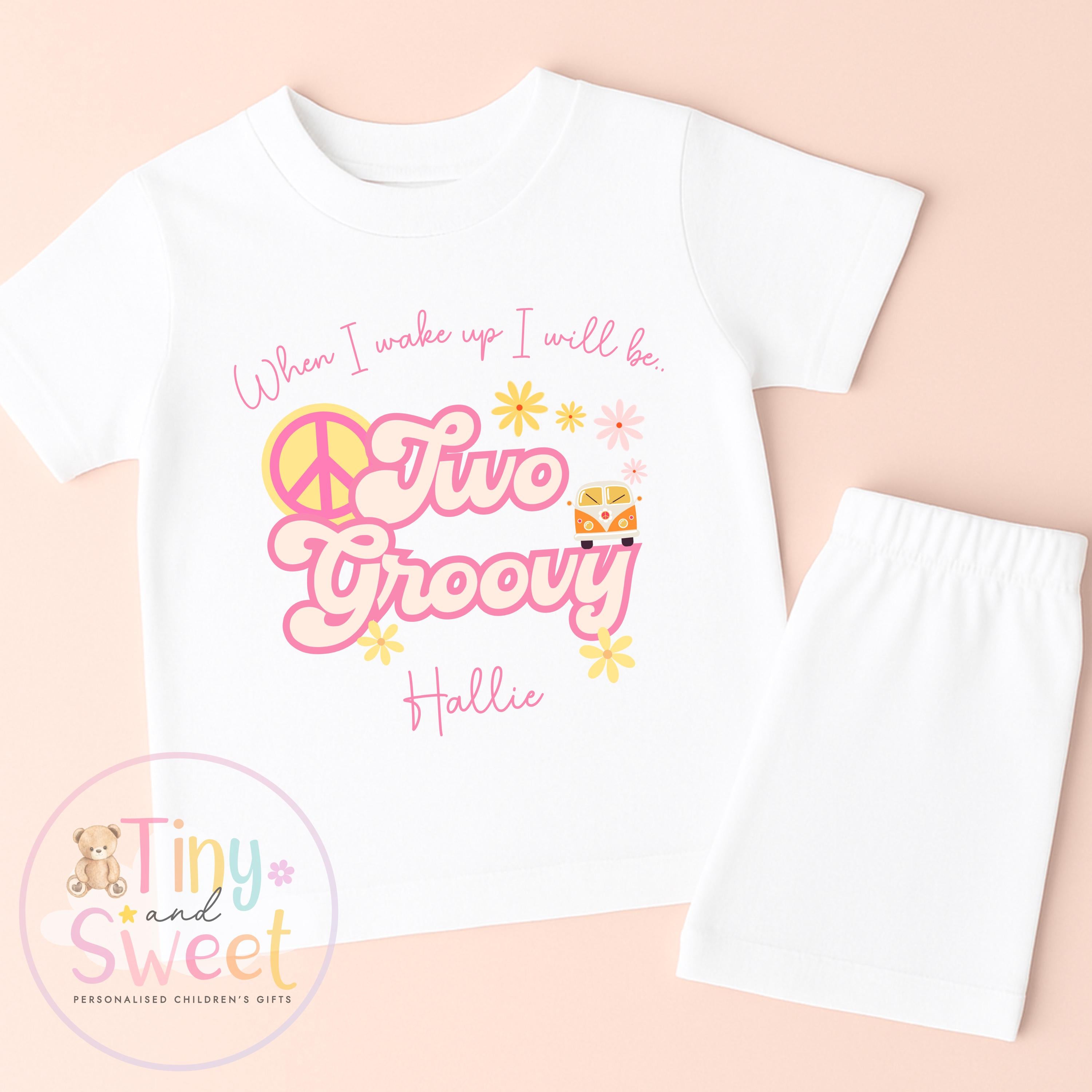 Two Groovy Birthday Pyjamas, When I Wake Up I’ll Be, Groovy PJs – When I Wake Up I’ll Be 2, Personalised Two Groovy Birthday Pyjamas