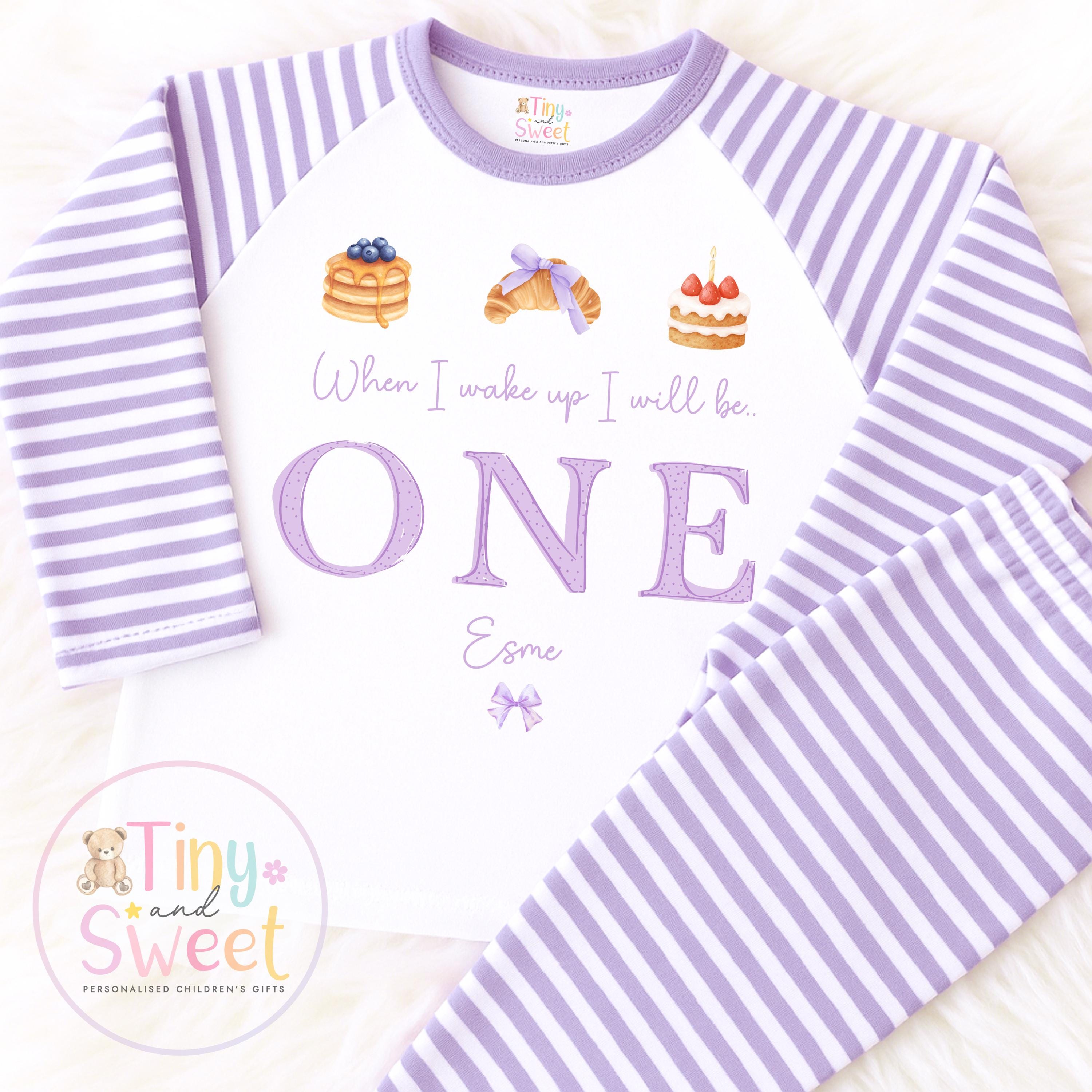 Purple Bakery Birthday PJs, Patisserie When I Wake Up I’ll Be..., Purple Pancakes Toddler Pyjamas, Girls Birthday Pyjamas, Purple Croissant