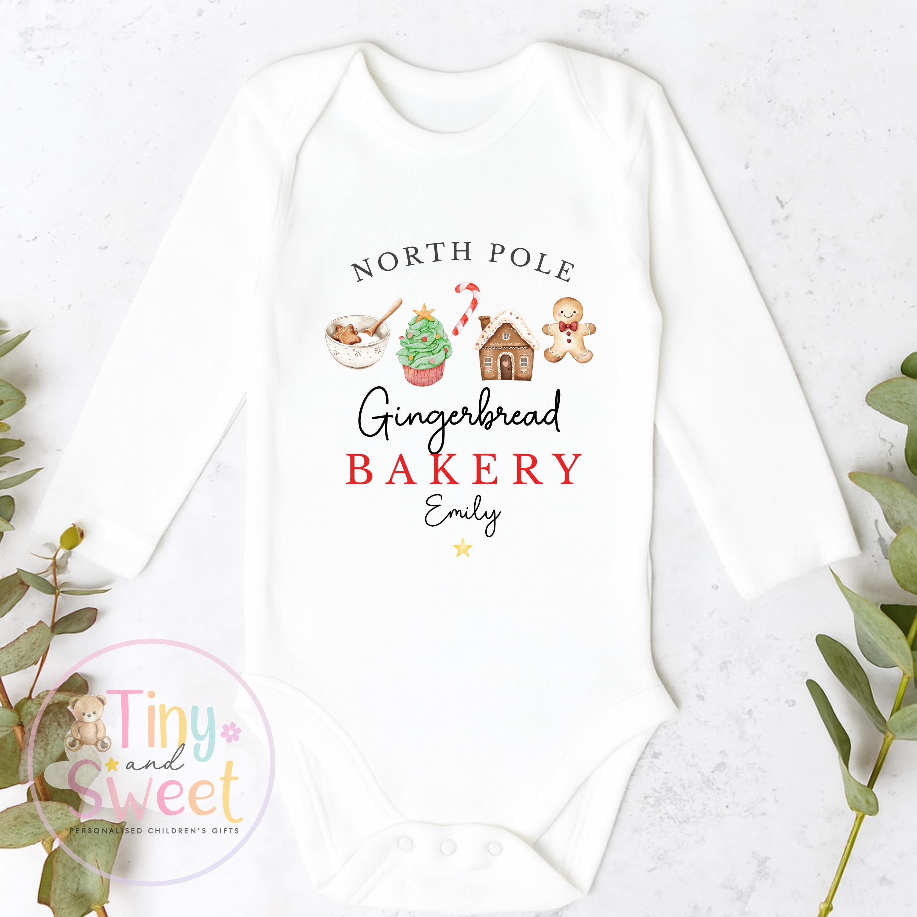 Gingerbread Bakery Christmas Sleepsuit, Christmas Eve Pyjamas, Christmas Nightwear, Childrens Christmas Vest, First Christmas
