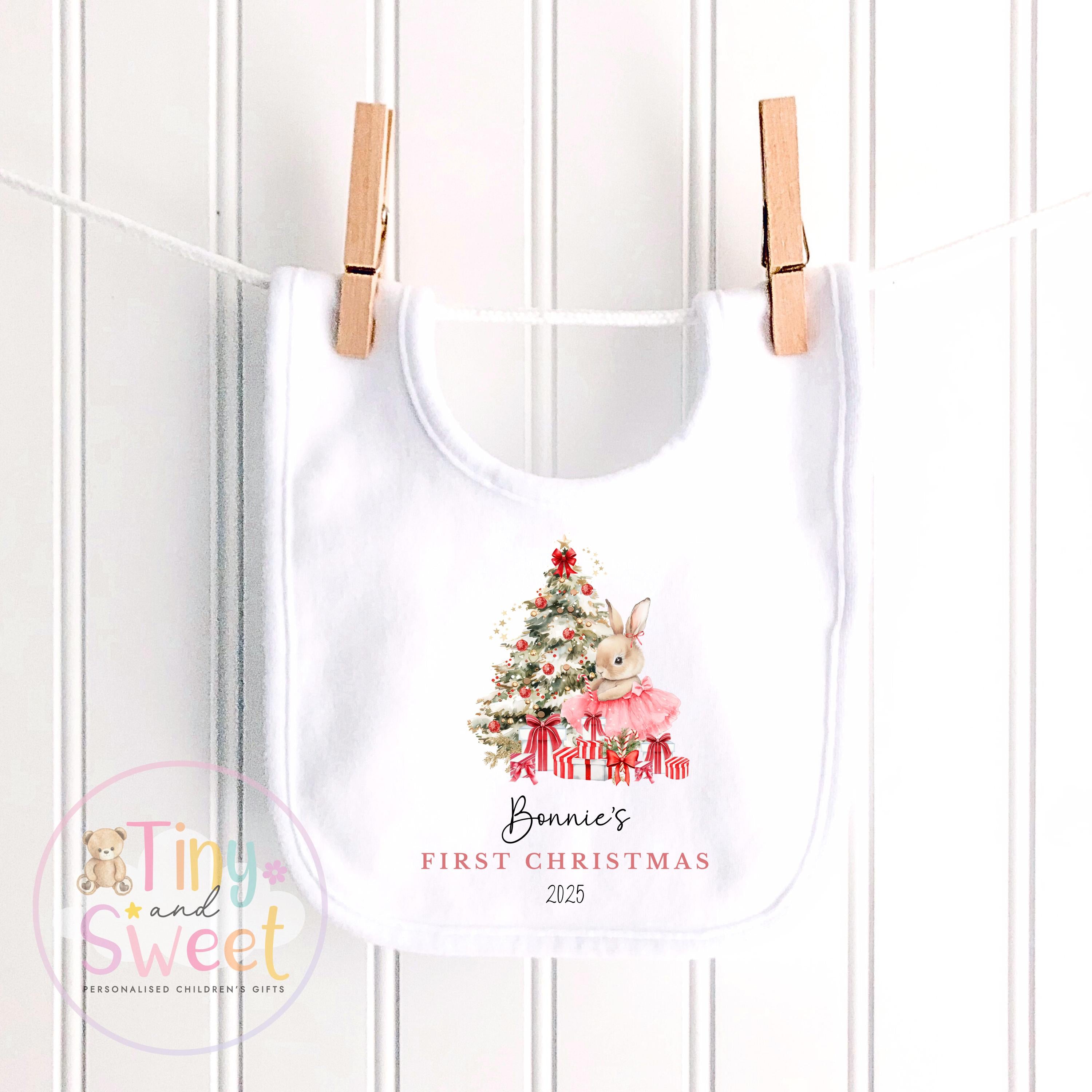 Personalised Babies First Christmas Ballerina Sleepsuit, Babies 1st Xmas Gift Idea, Pyjamas, 1st Xmas Babygrow, Christmas Outfit for baby