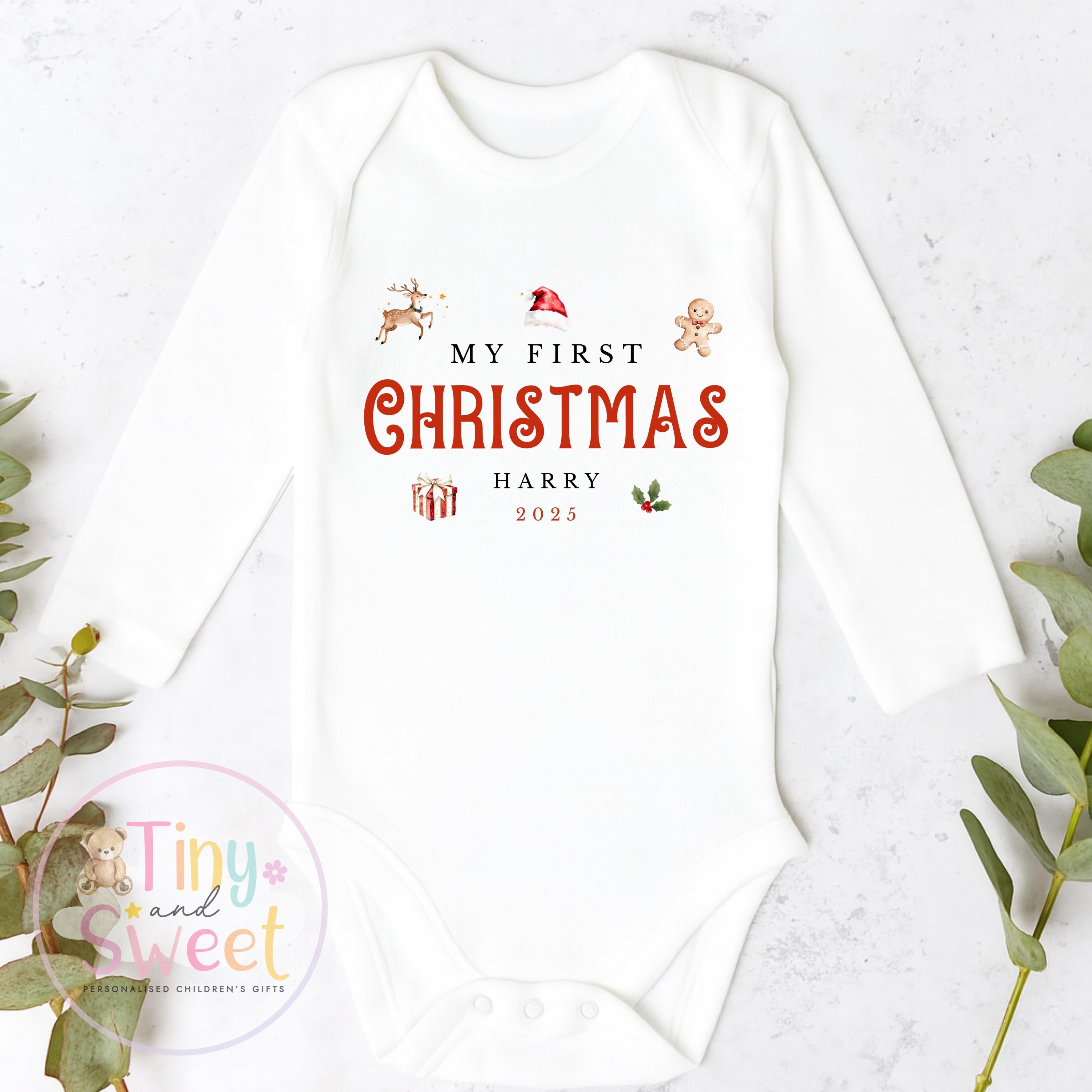 Personalised Babies Classic First Christmas Ballerina Sleepsuit, Babies 1st Xmas Gift Idea, Pyjamas, 1st Xmas Babygrow, Christmas Outfit