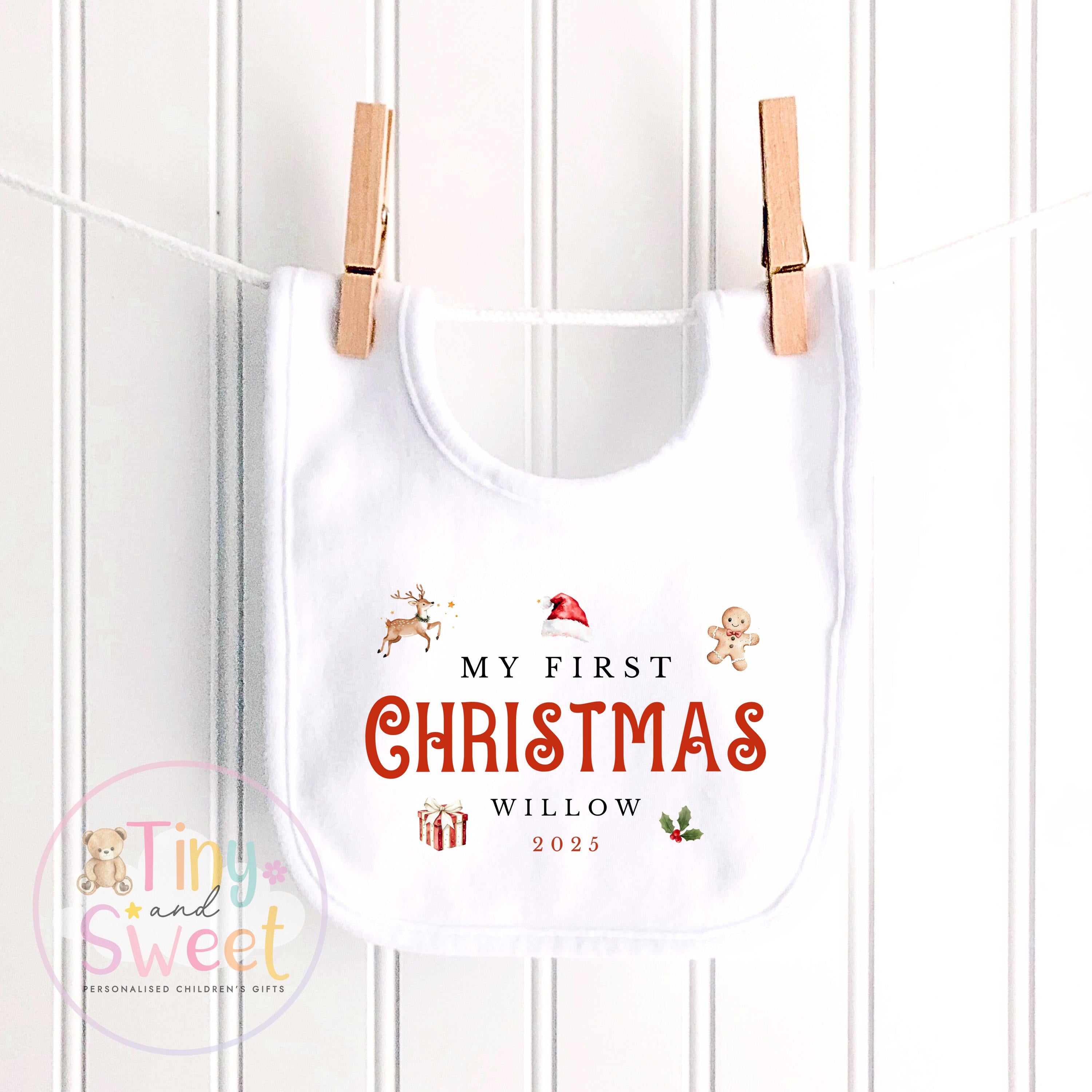 Personalised Babies Classic First Christmas Ballerina Sleepsuit, Babies 1st Xmas Gift Idea, Pyjamas, 1st Xmas Babygrow, Christmas Outfit