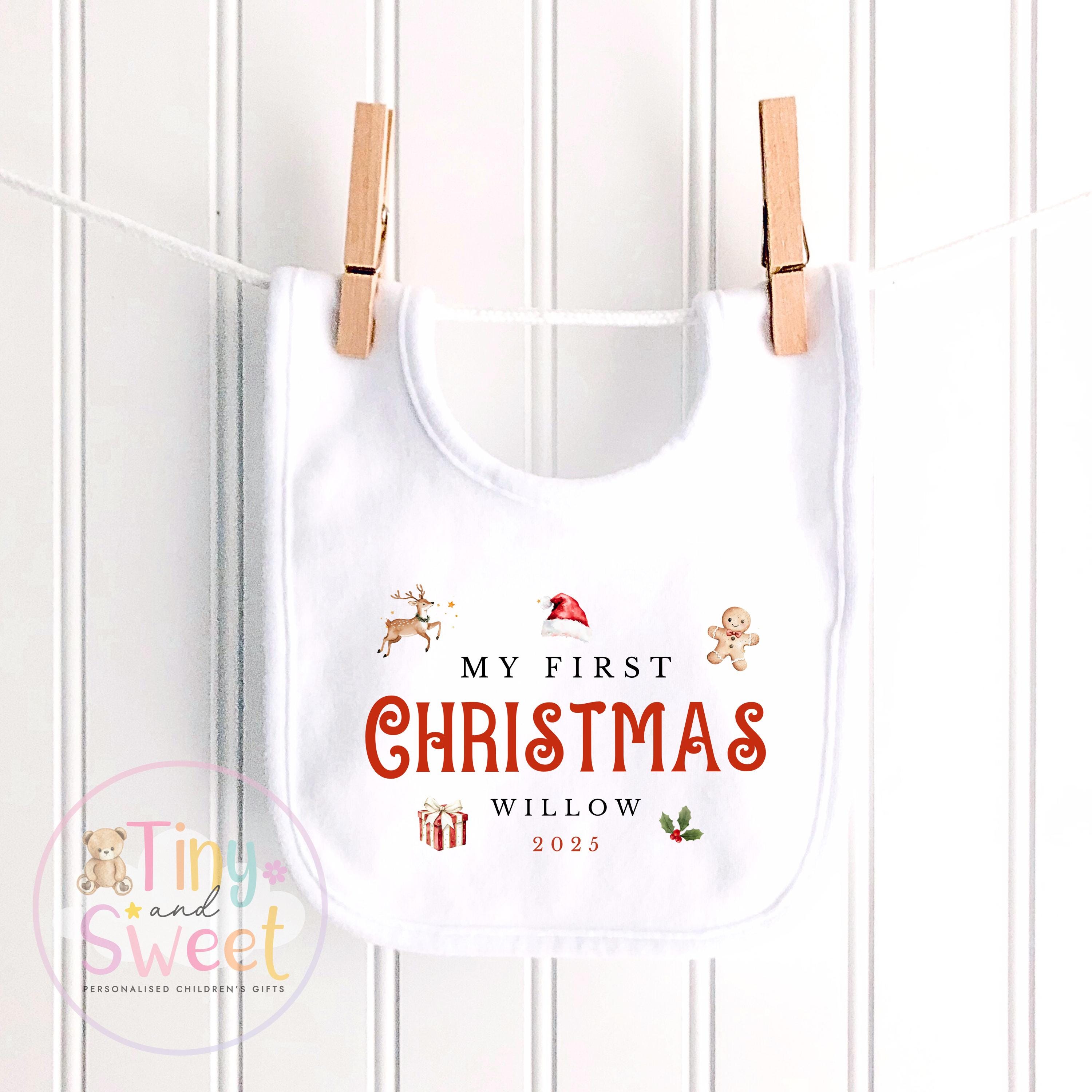Personalised Babies Classic First Christmas Ballerina Sleepsuit, Babies 1st Xmas Gift Idea, Pyjamas, 1st Xmas Babygrow, Christmas Outfit