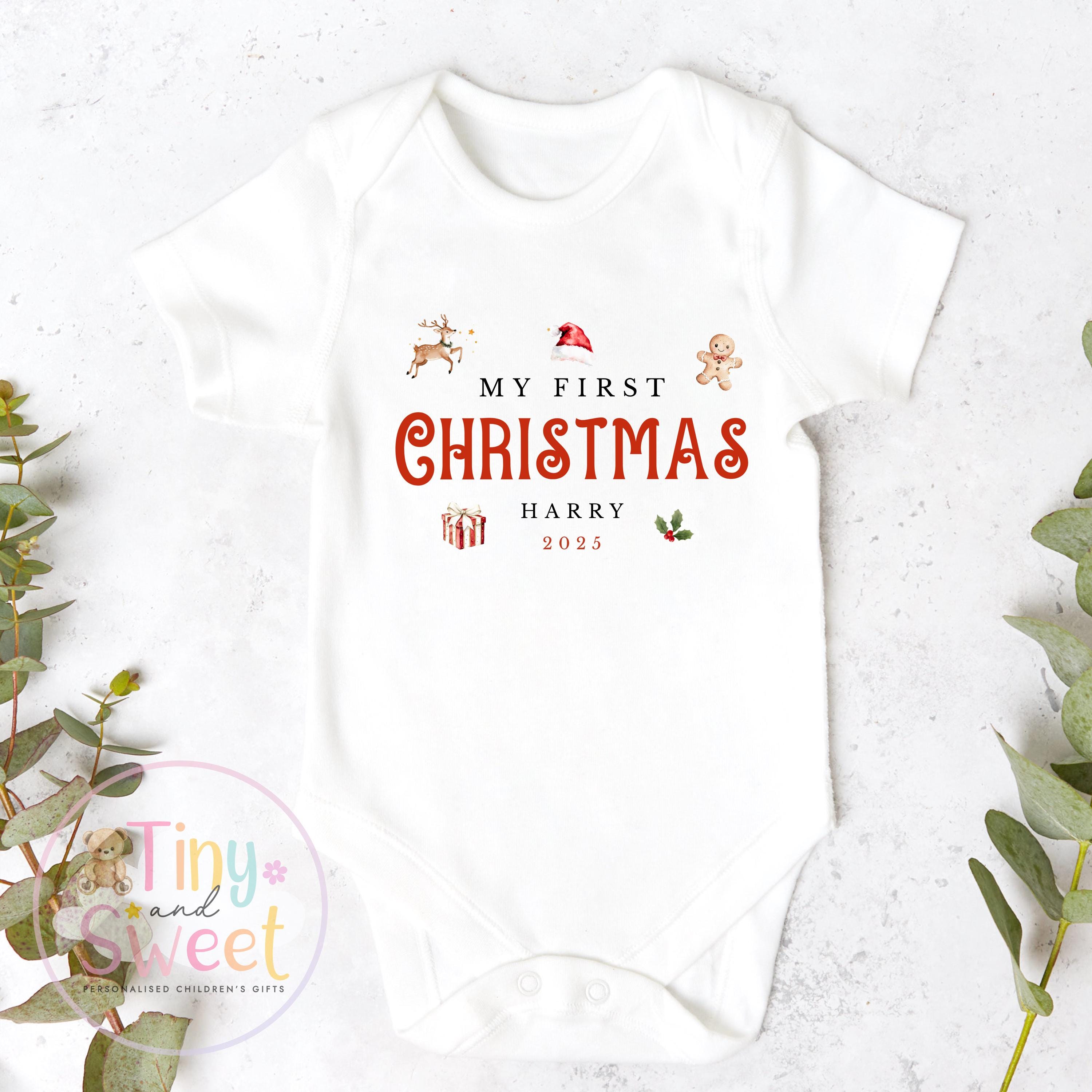 Personalised Babies Classic First Christmas Ballerina Sleepsuit, Babies 1st Xmas Gift Idea, Pyjamas, 1st Xmas Babygrow, Christmas Outfit
