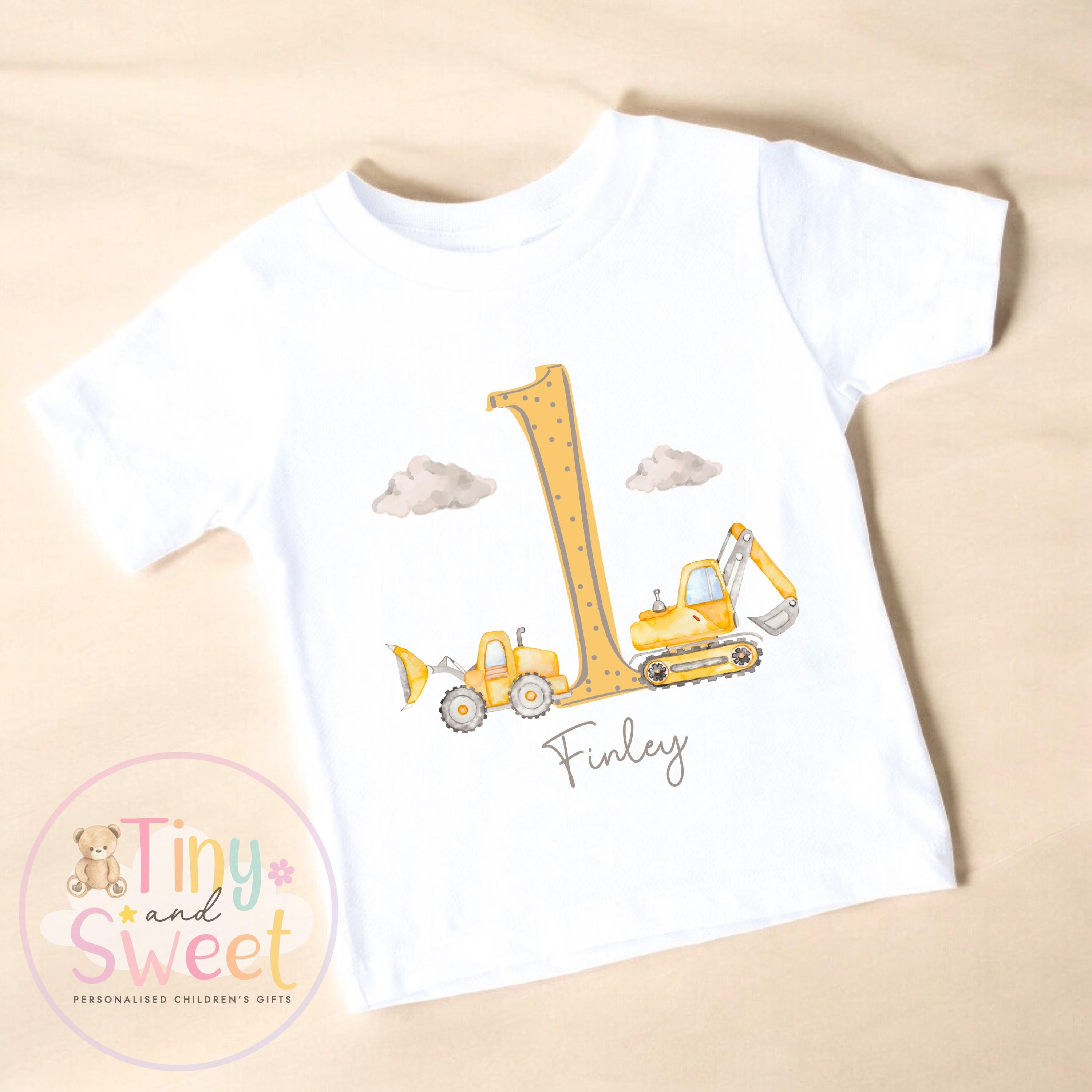 Personalised Construction Birthday T-Shirt, Custom Excavator Birthday Tee, 1st, 2nd, 3rd, 4th, Digger, Diggin It Boys Birthday T-Shirt
