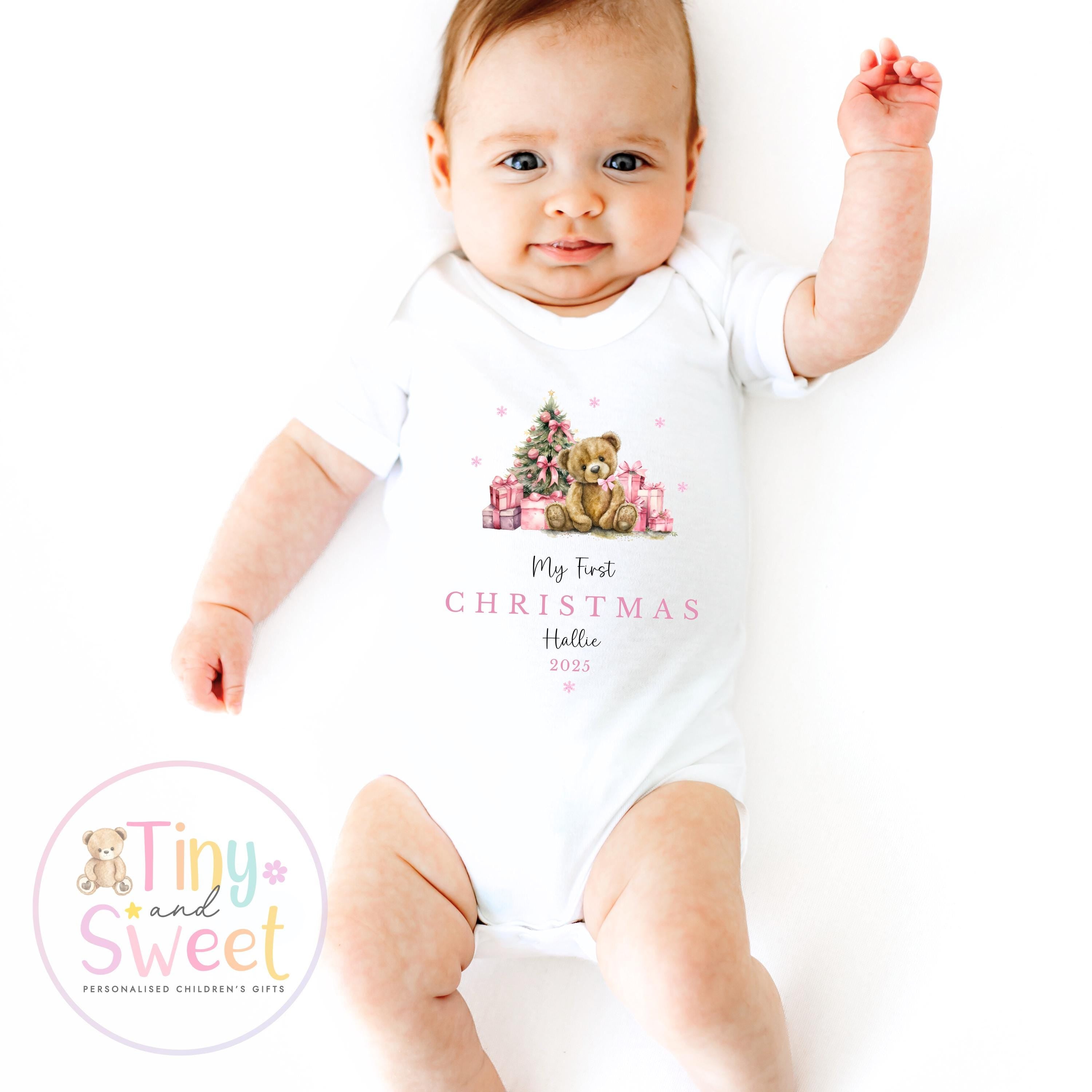 Personalised Babies First Christmas Sleepsuit, Babies 1st Xmas Gift Idea, Pyjamas, 1st Xmas Babygrow, Christmas Outfit for baby, Teddy