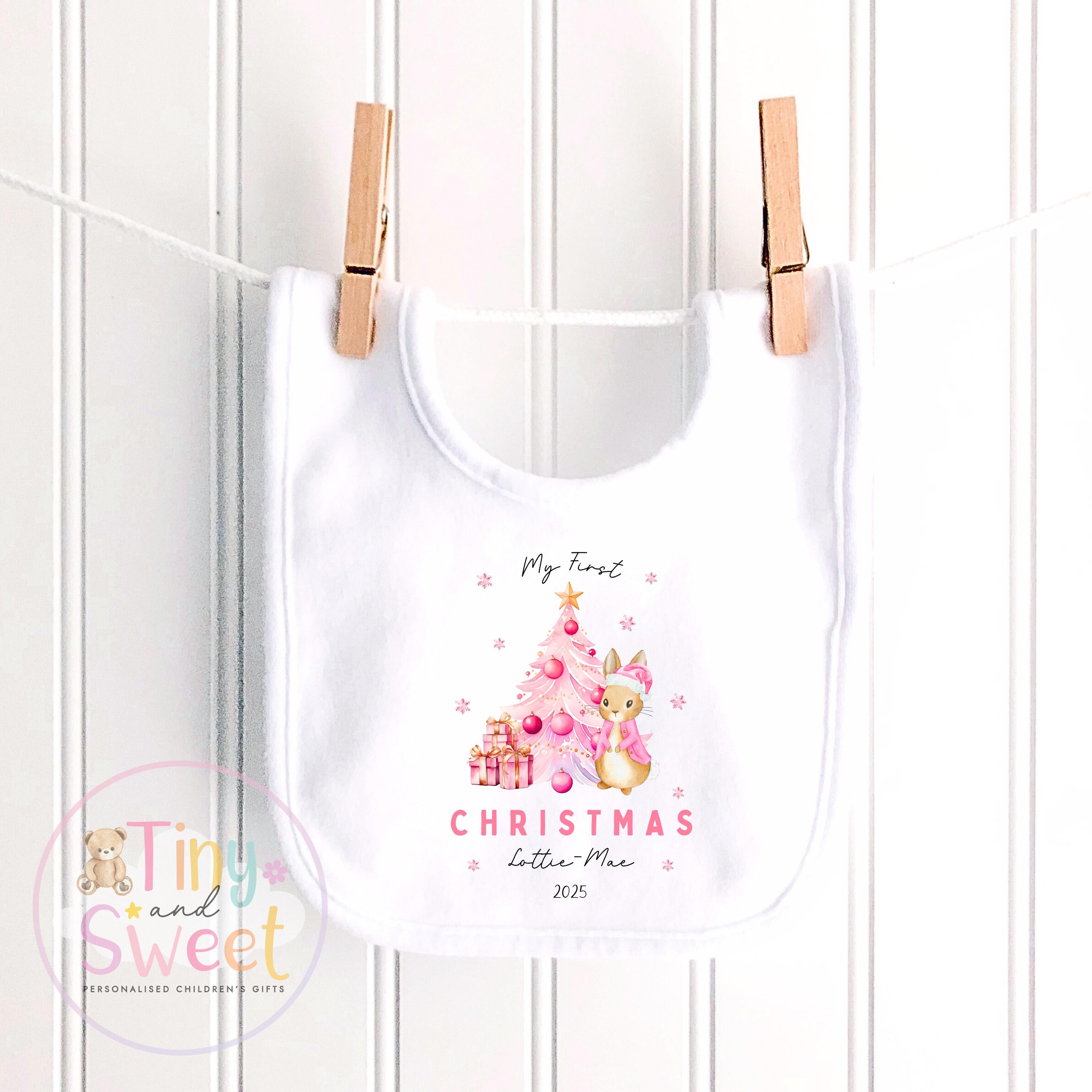 Personalised Bunny First Christmas Sleepsuit