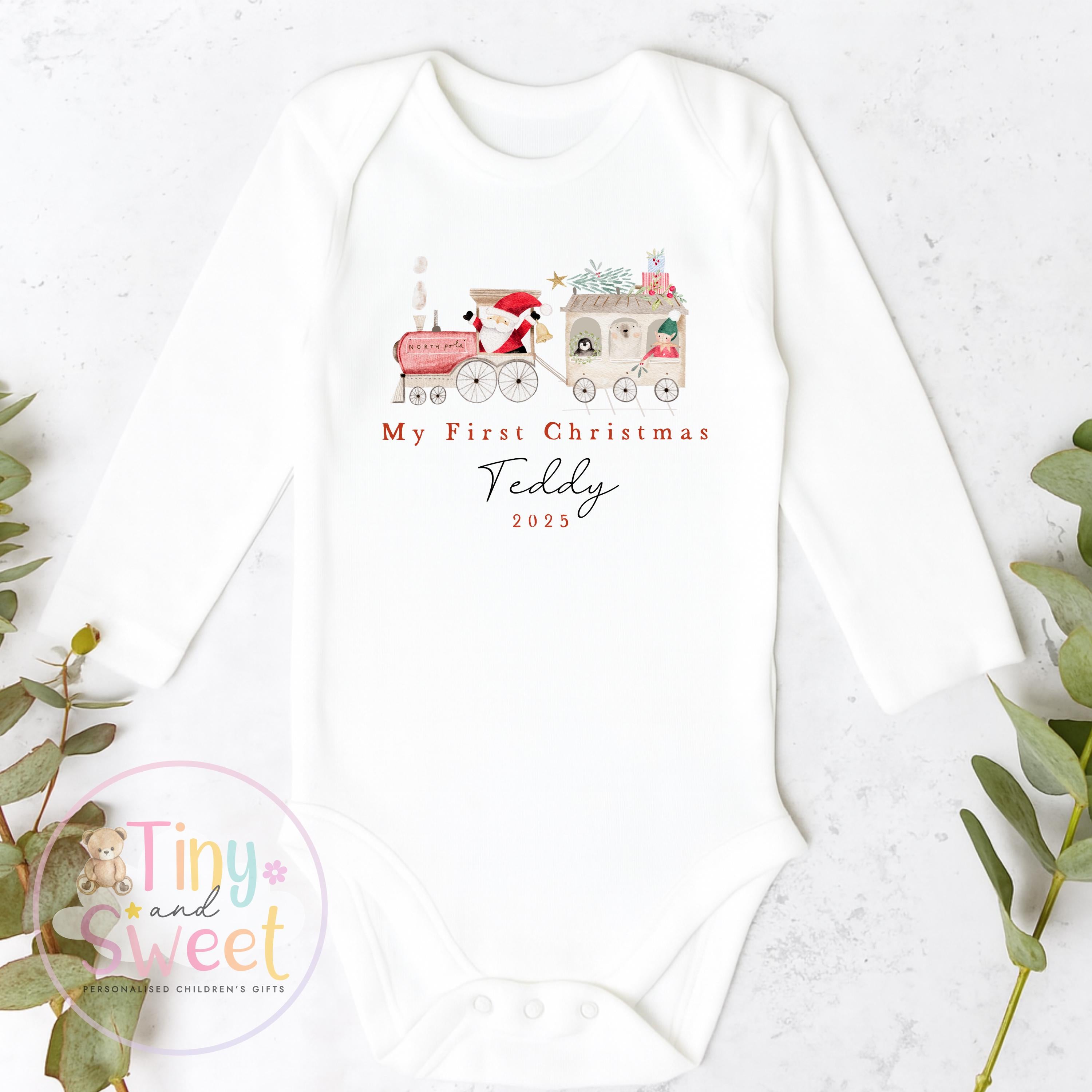 First Christmas Baby Grow , My First Christmas, Custom Name Sleepsuit, Baby’s First Christmas, Personalised Christmas Baby Outfit