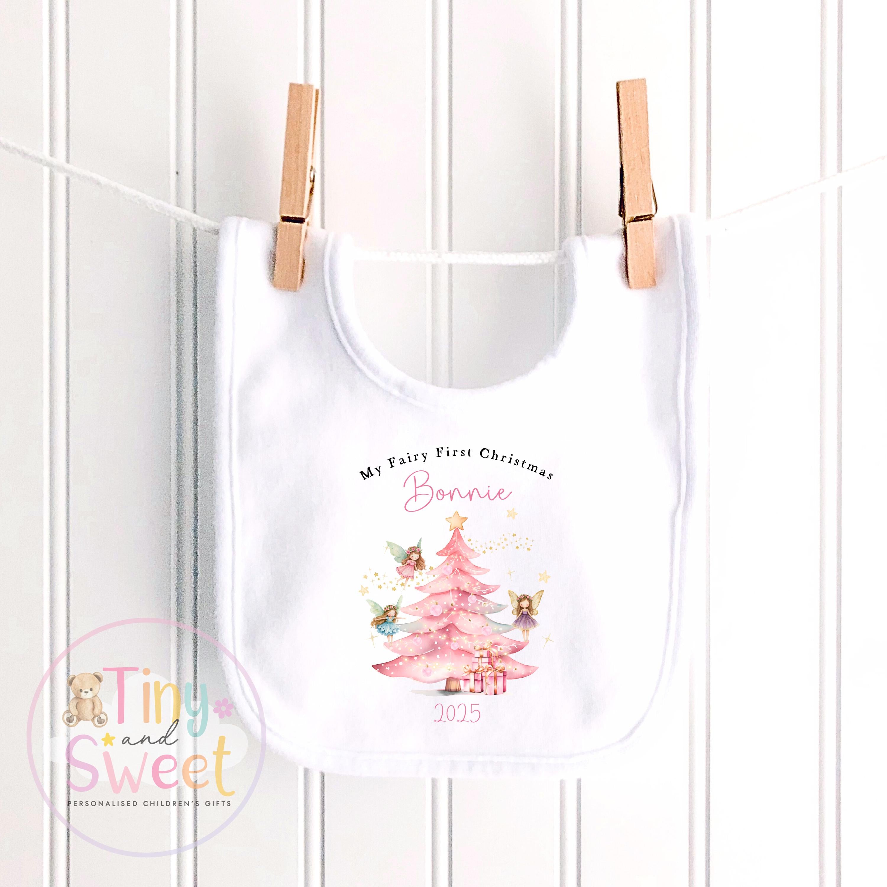 Fairy First Christmas Baby Grow , My First Christmas, Custom Name Sleepsuit, Baby’s First Christmas, Personalised Christmas Baby Outfit
