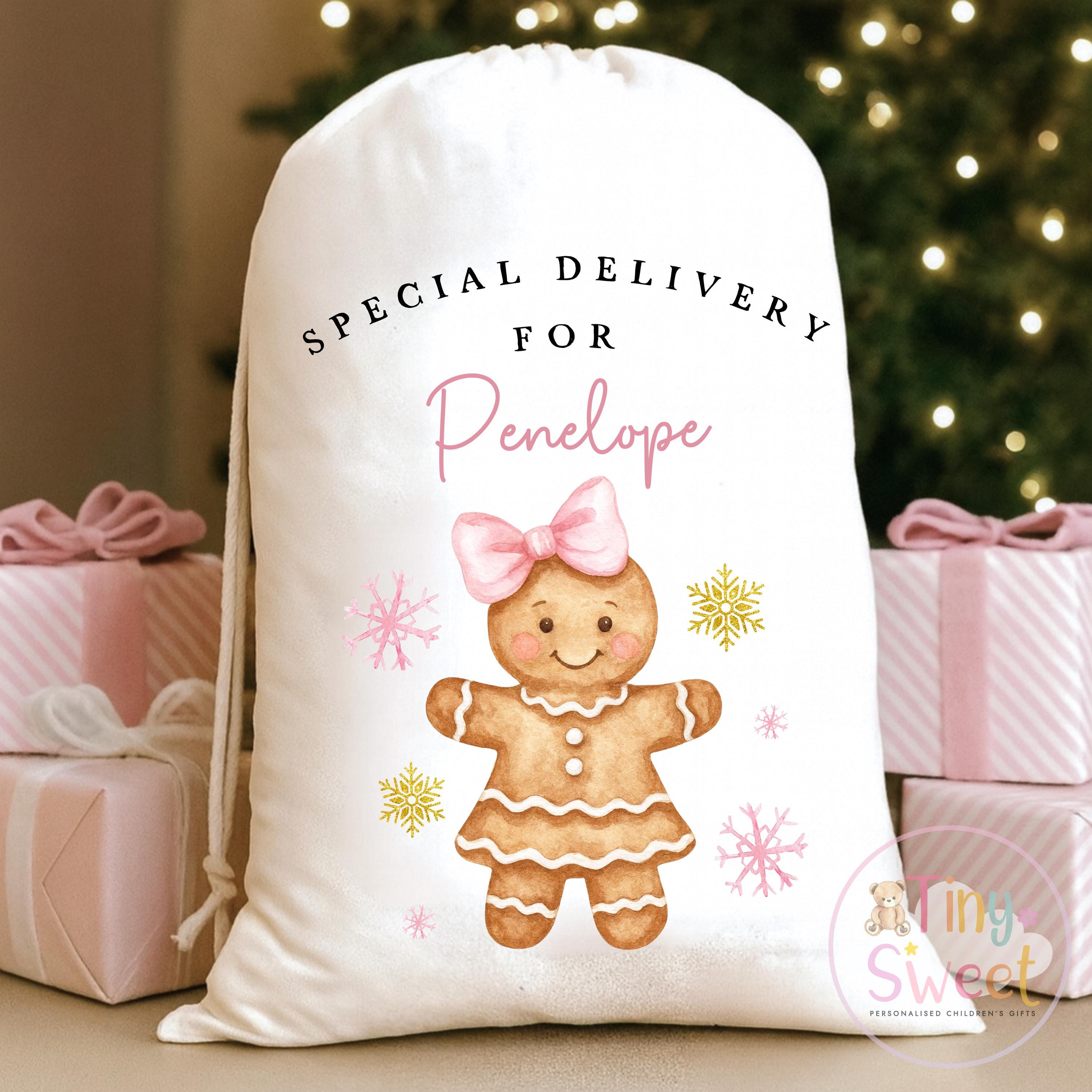 Little Lady Gingerbread Personalised Christmas Sack