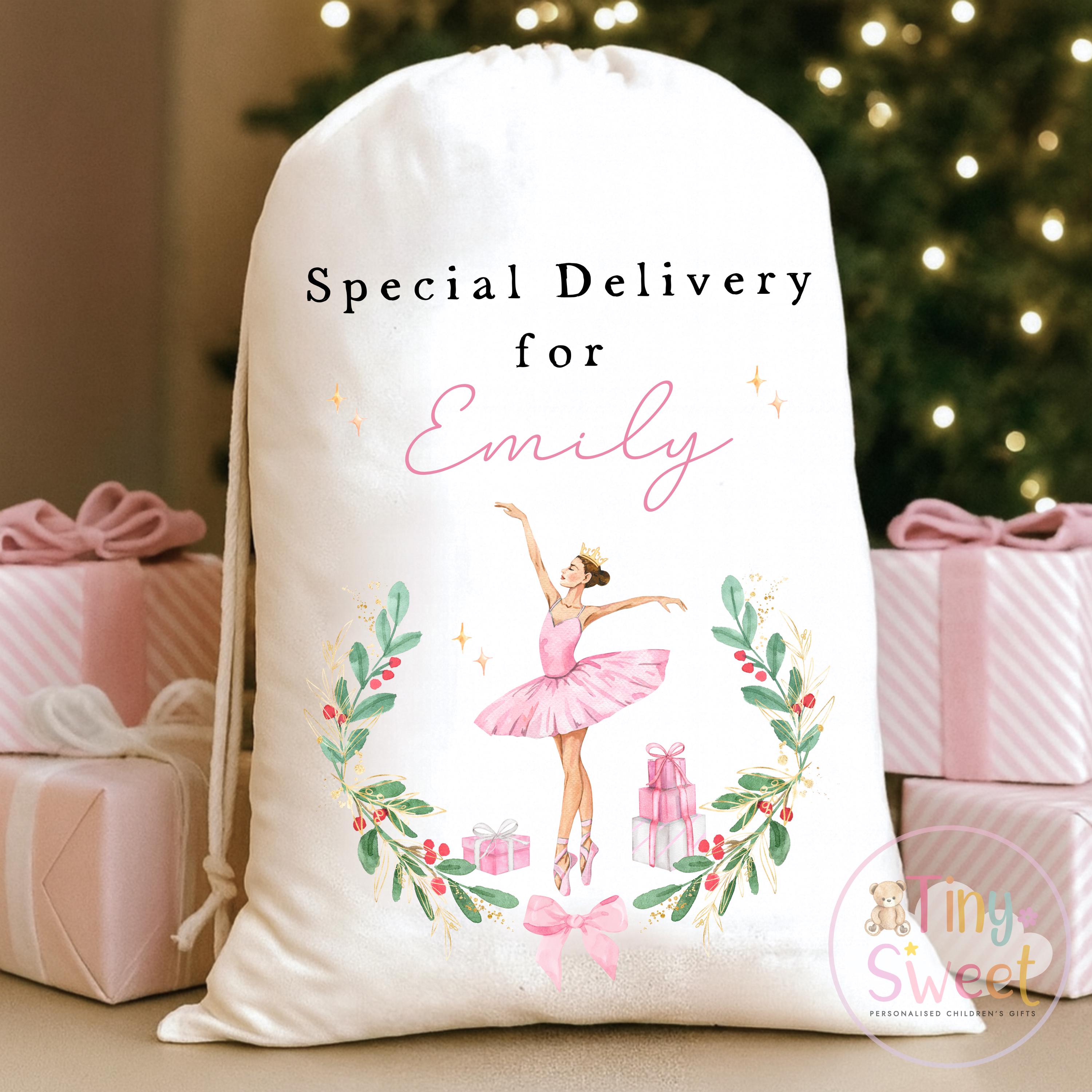 Personalised Christmas Sack, Pink Ballerina Sack, First christmas sack, XL christmas sack, Ballet christmas sack, Christmas sack for girl