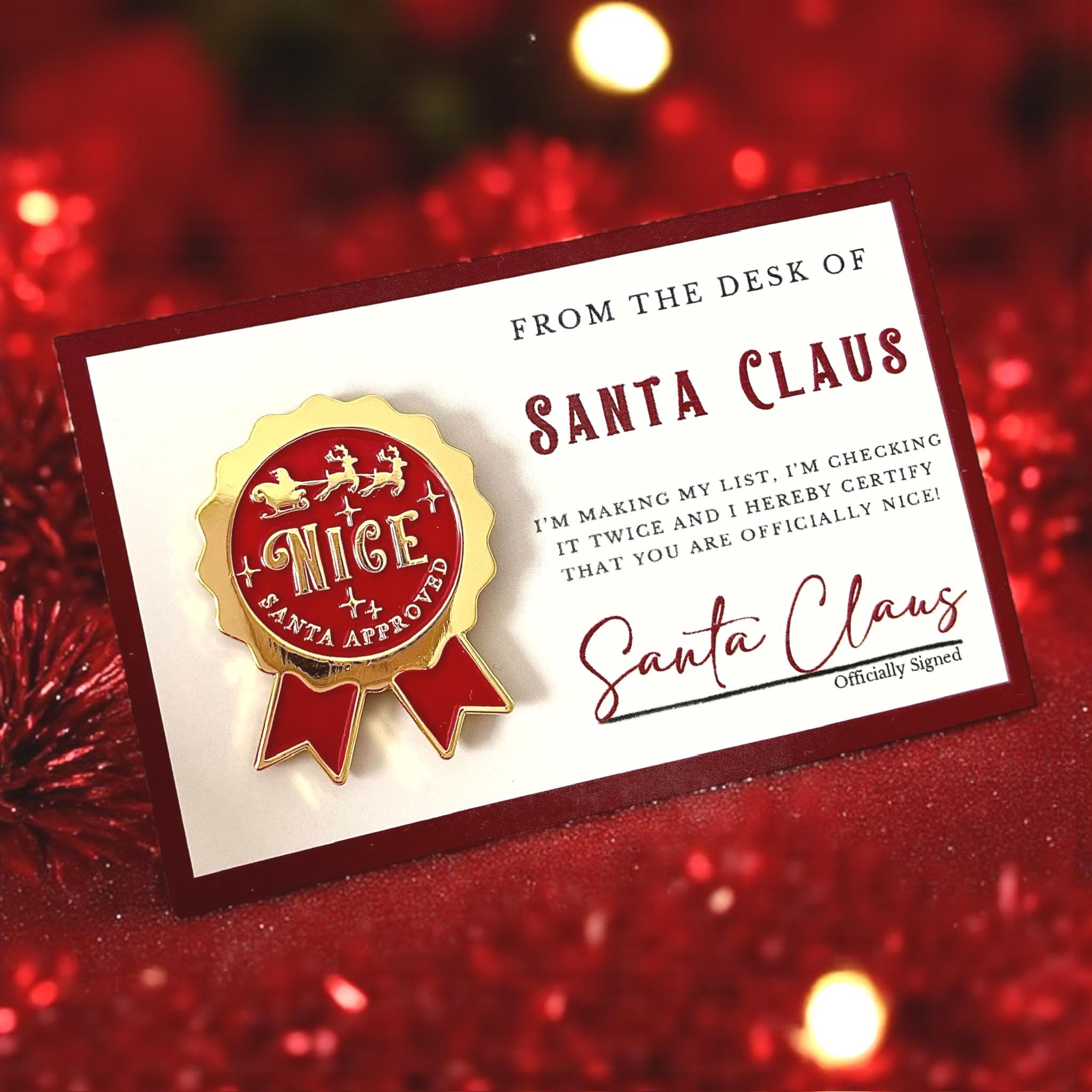 Santa Nice Pin Badge, Nice Badge, Stocking Filler, Letter to Santa, Santa letter, Santas List, Santa Approved, Christmas Eve Box