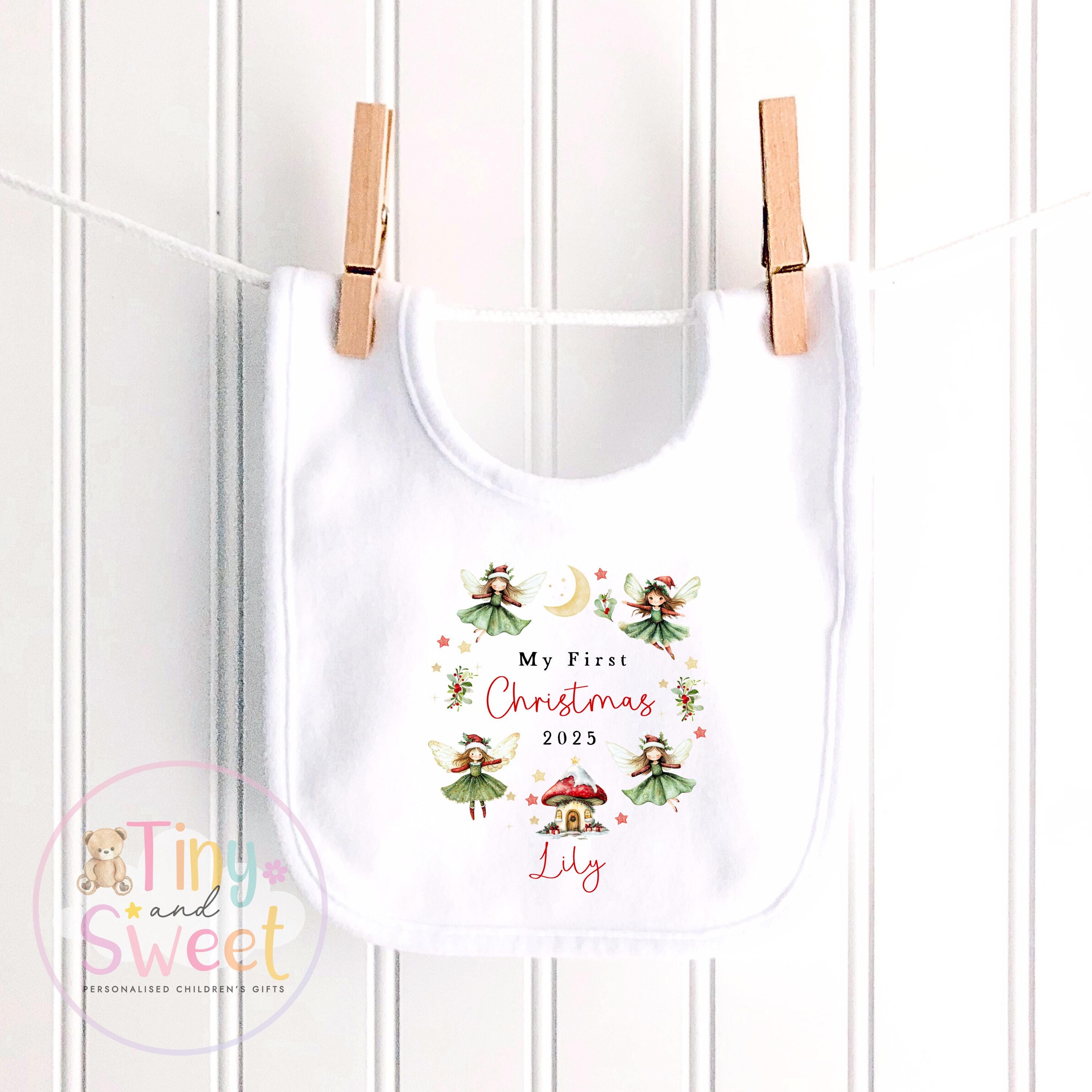 First Christmas Fairy Baby Grow , My First Christmas, Custom Name Sleepsuit, Baby’s First Christmas, Personalised Christmas Baby Outfit
