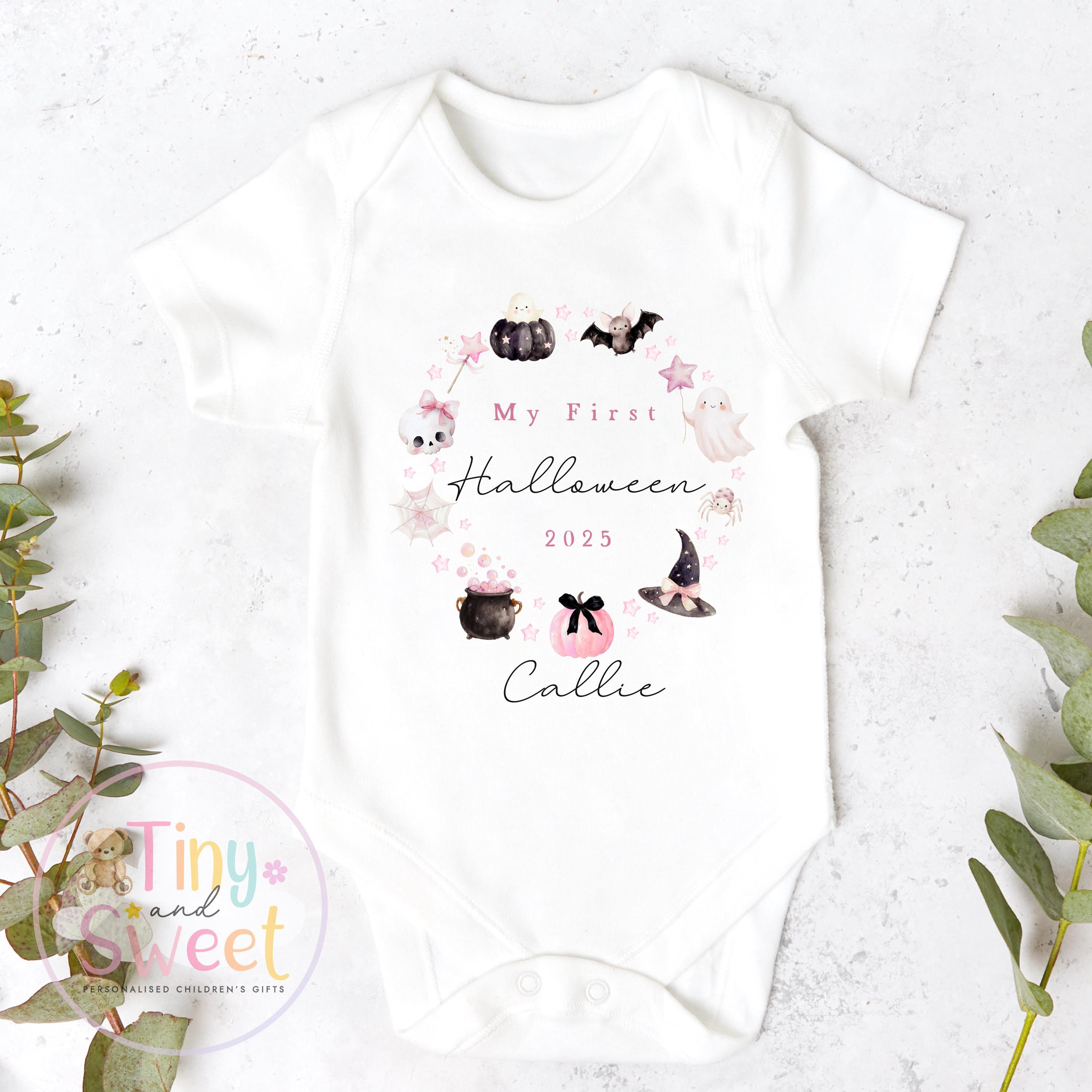 Pink First Halloween Sleepsuit, Baby 1st Halloween Gift Idea, 1st Halloween Babygrow, Halloween Outfit for baby, Halloween costume