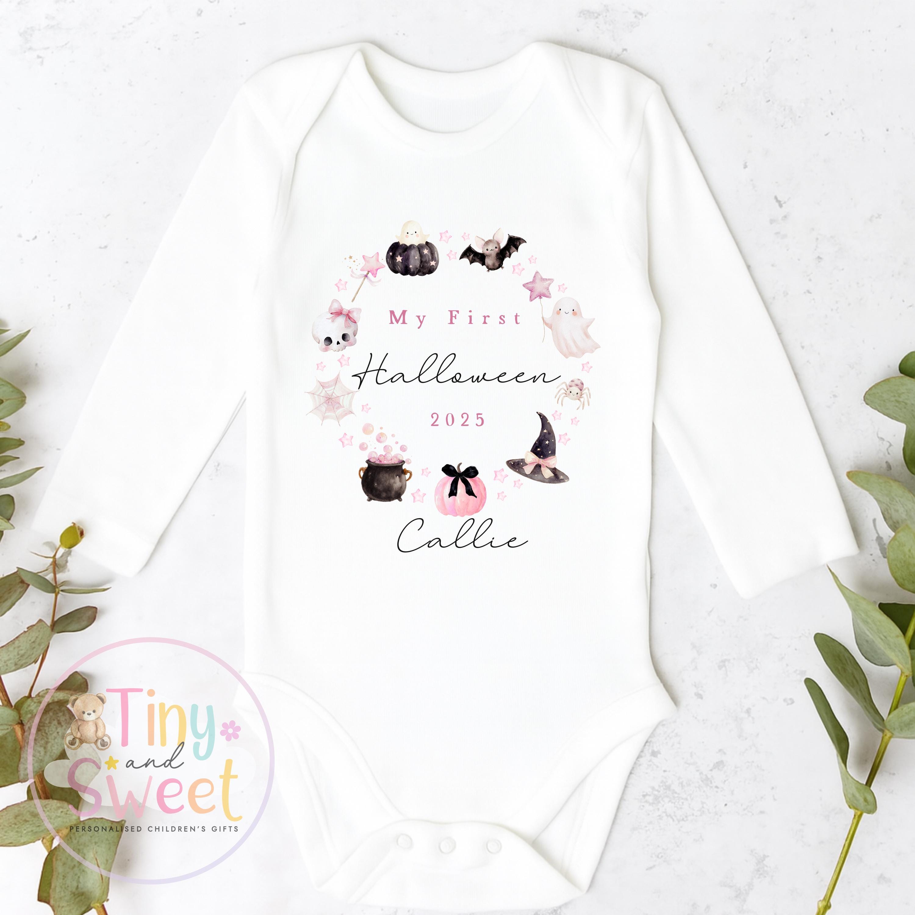 Pink First Halloween Sleepsuit, Baby 1st Halloween Gift Idea, 1st Halloween Babygrow, Halloween Outfit for baby, Halloween costume