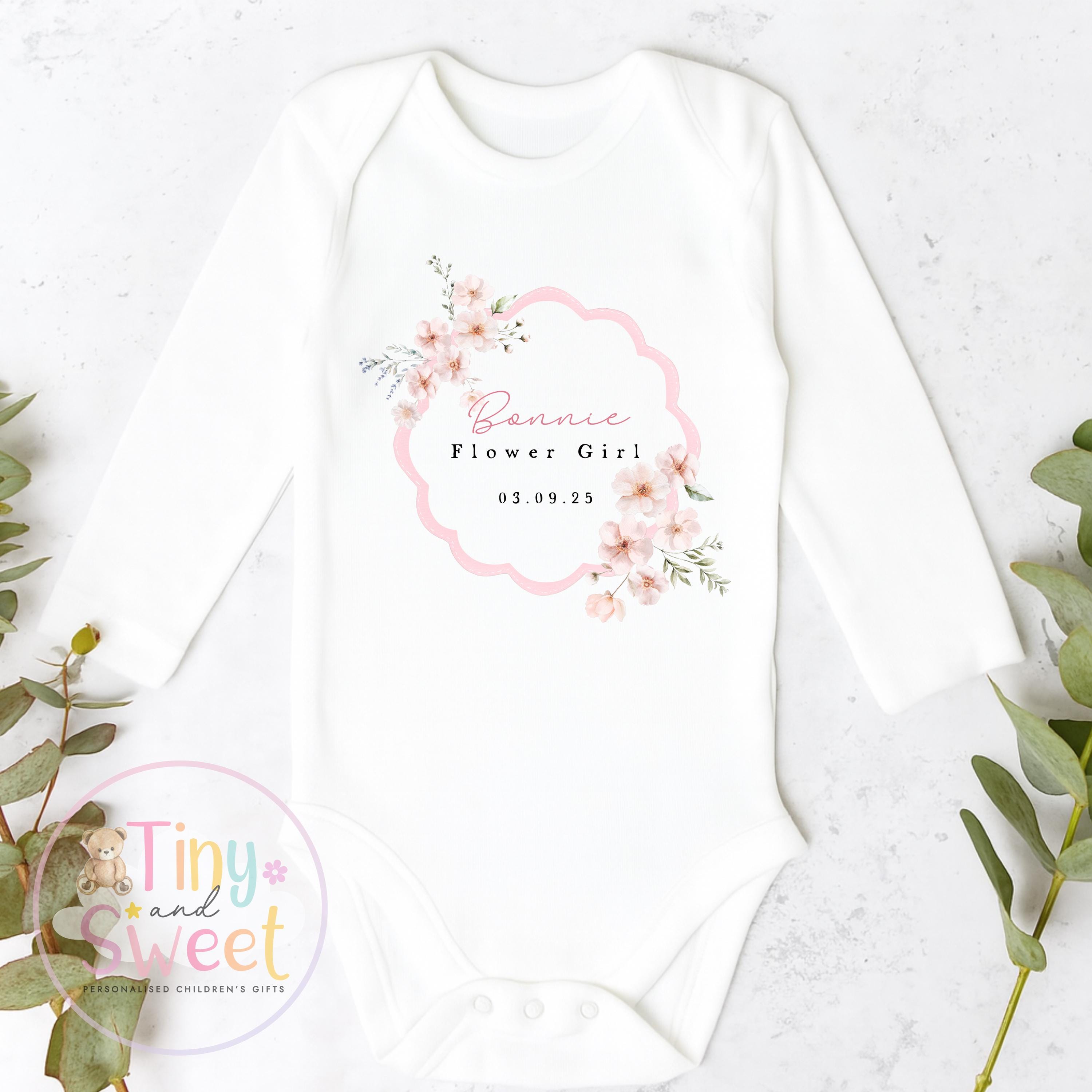 Flower Girl Sleepsuit, Baby Flower Girl Babygrow, Flower Girl Pyjamas, Will you be my flower girl, Flower Girl Gift, Floral Sleepsuit