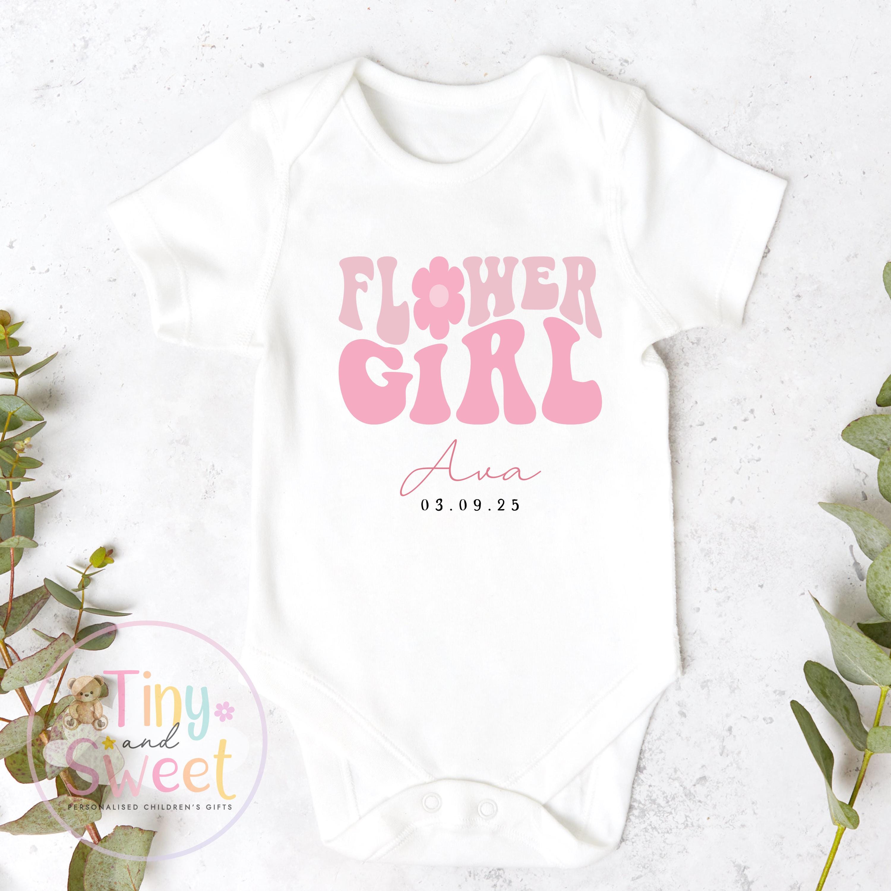 Flower Girl Sleepsuit, Baby Flower Girl Babygrow, Flower Girl Pyjamas, Will you be my flower girl, Flower Girl Gift, Floral Sleepsuit