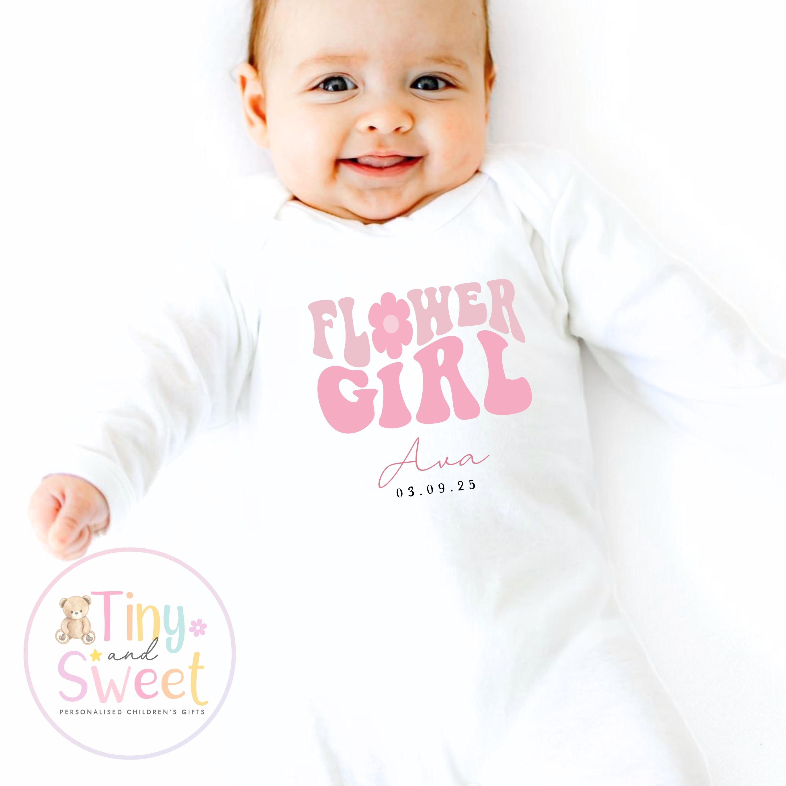 Flower Girl Sleepsuit, Baby Flower Girl Babygrow, Flower Girl Pyjamas, Will you be my flower girl, Flower Girl Gift, Floral Sleepsuit