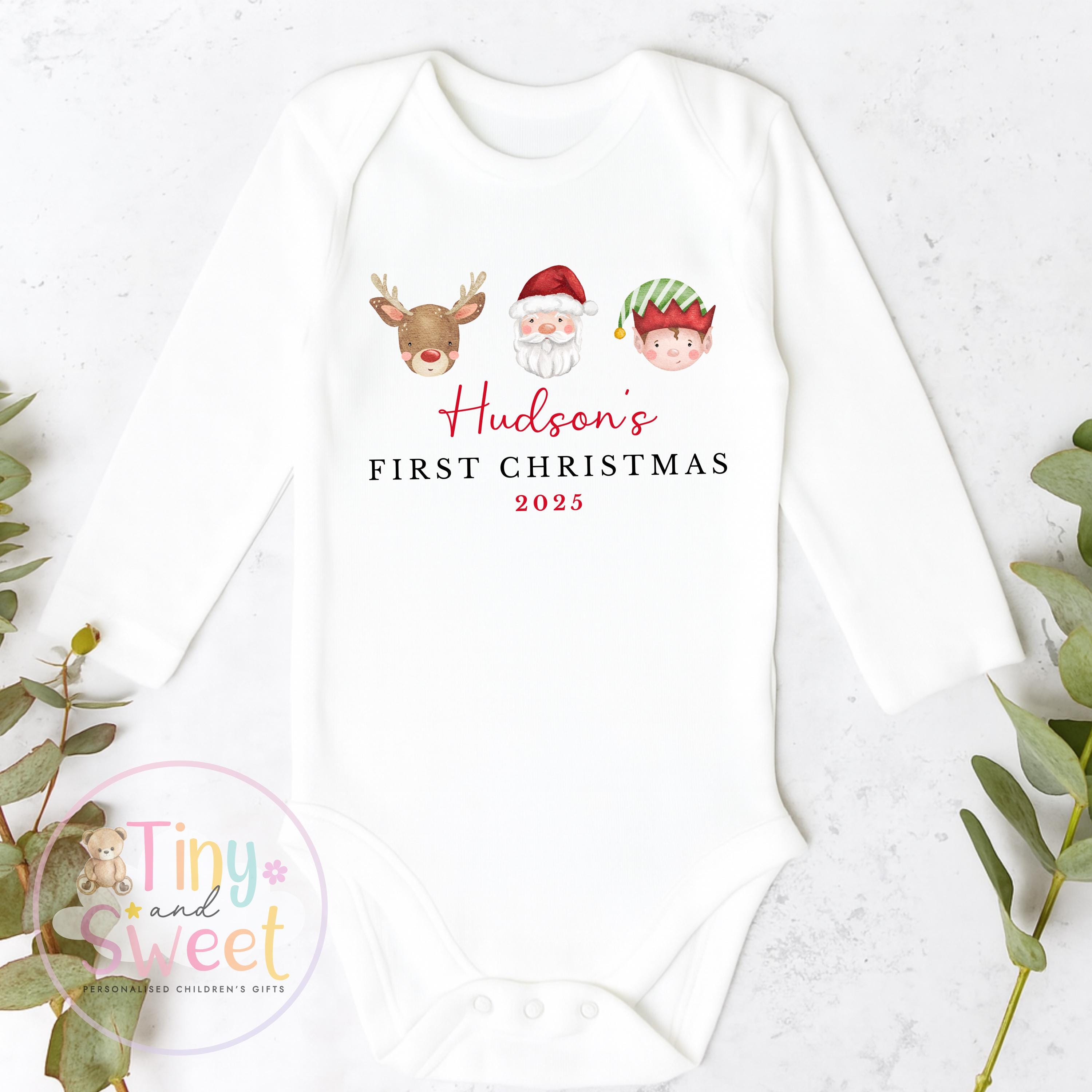 First Christmas Baby Grow , My First Christmas, Custom Name Sleepsuit, Baby’s First Christmas, Personalised Christmas Baby Outfit