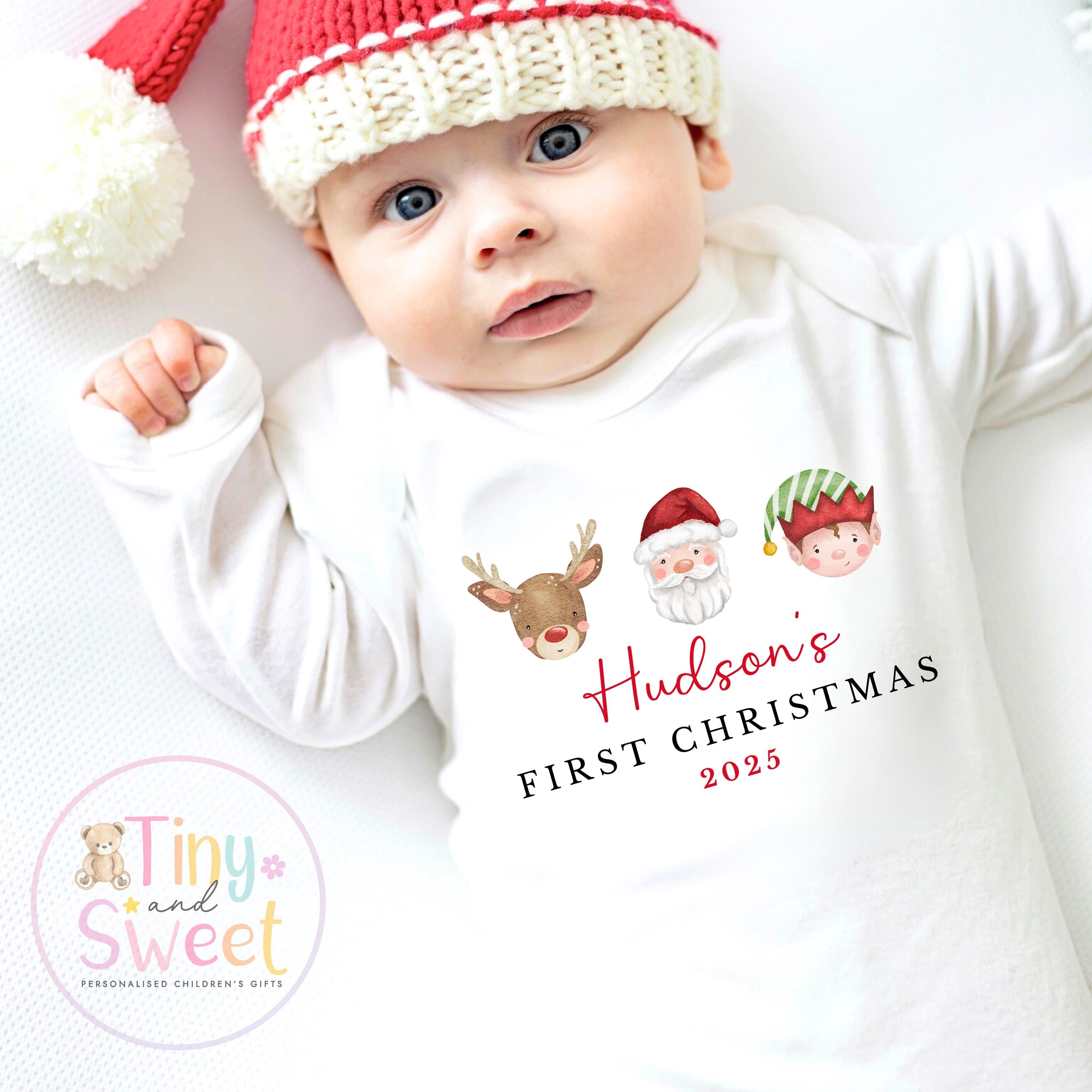 First Christmas Baby Grow , My First Christmas, Custom Name Sleepsuit, Baby’s First Christmas, Personalised Christmas Baby Outfit