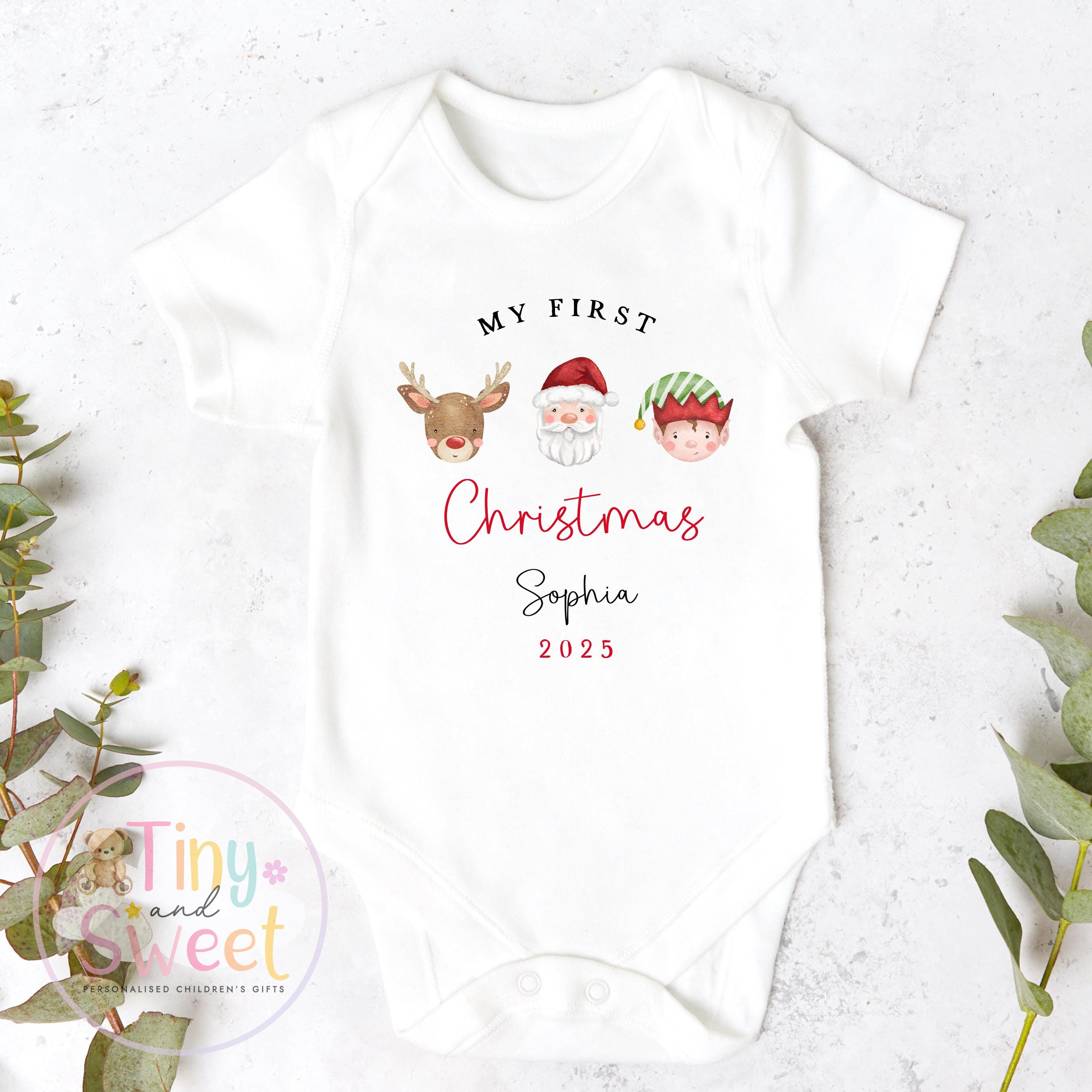 First Christmas Baby Grow , My First Christmas, Custom Name Sleepsuit, Baby’s First Christmas, Personalised Christmas Baby Outfit