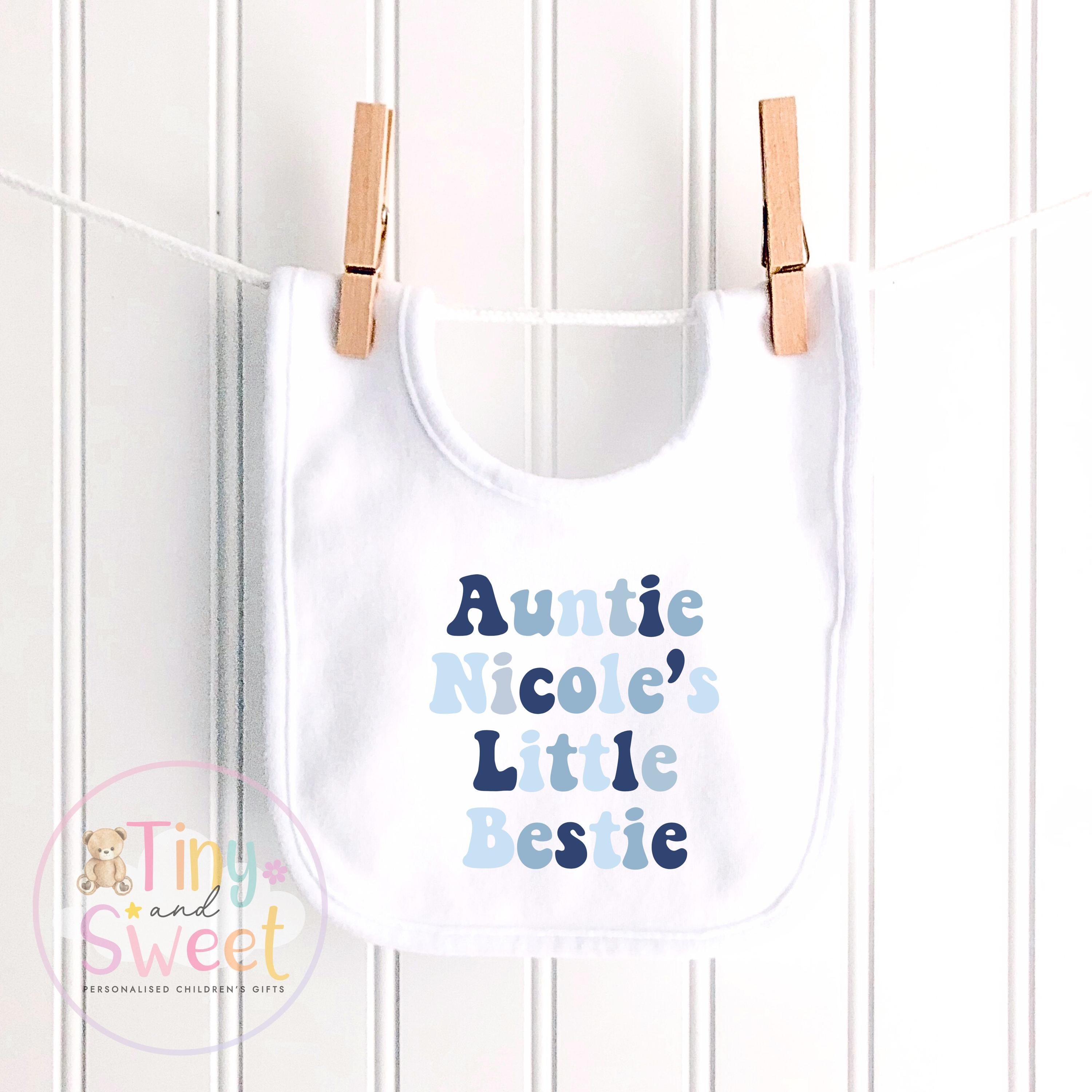 Personalised New Auntie Baby Grow Vest, Baby Announcement to Aunty, Auntie Bestie Gift, Custom Niece Nephew Bodysuit, Retro Present