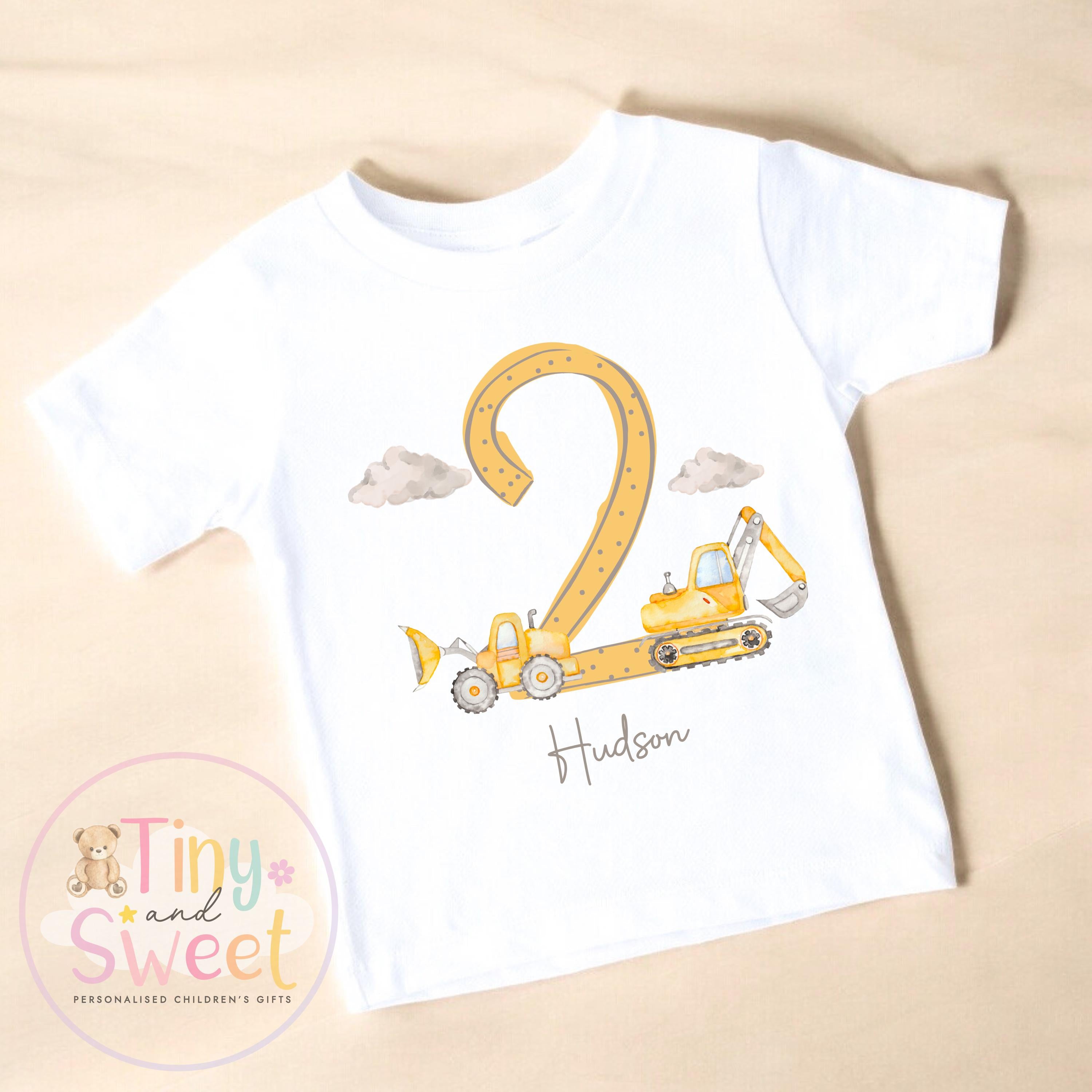 Personalised Construction Birthday T-Shirt, Custom Excavator Birthday Tee, 1st, 2nd, 3rd, 4th, Digger, Diggin It Boys Birthday T-Shirt
