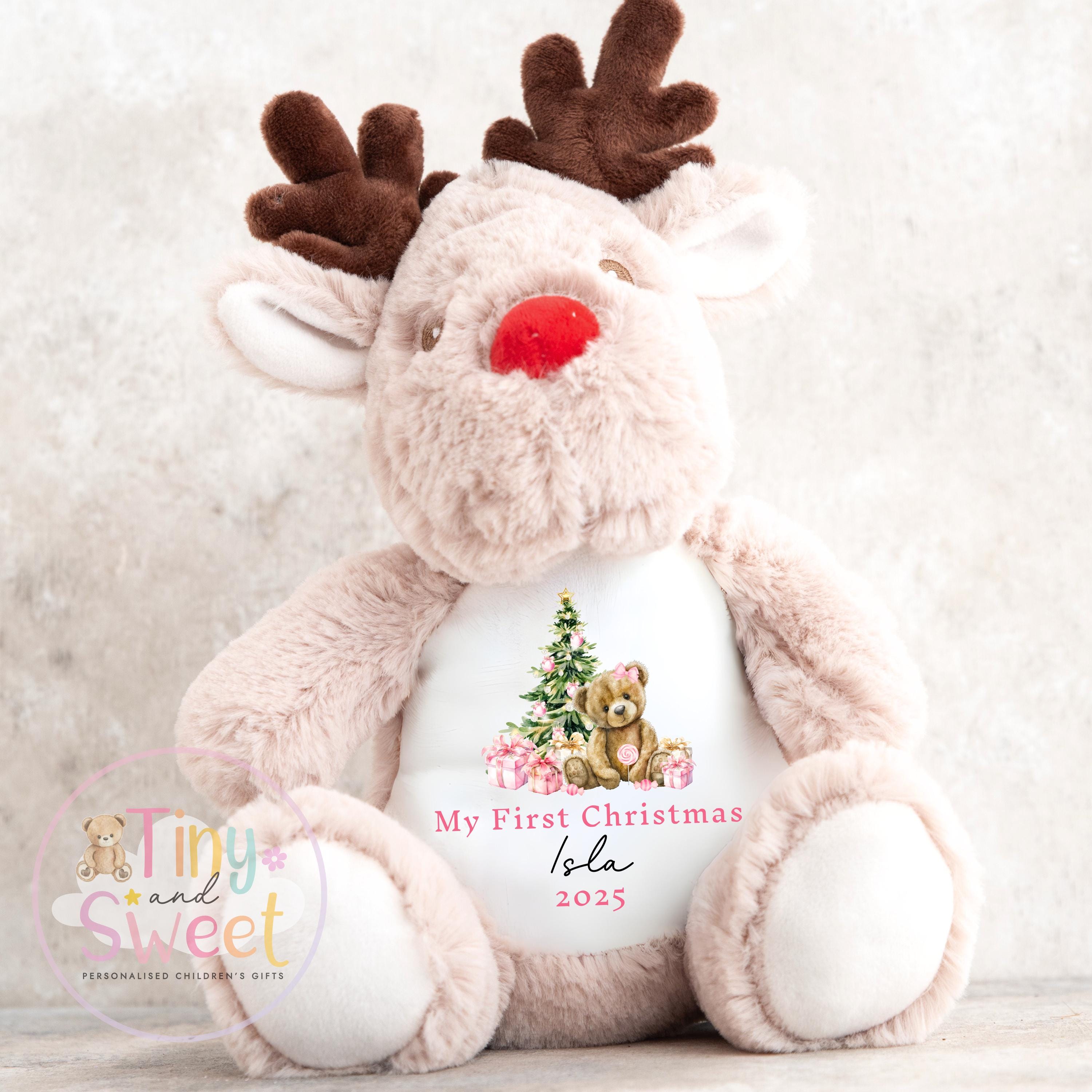 My First Christmas Reindeer, Personalised Reindeer Soft Toy, Baby’s First Christmas Soft Toy Gift, My First Christmas Keepsake Gift