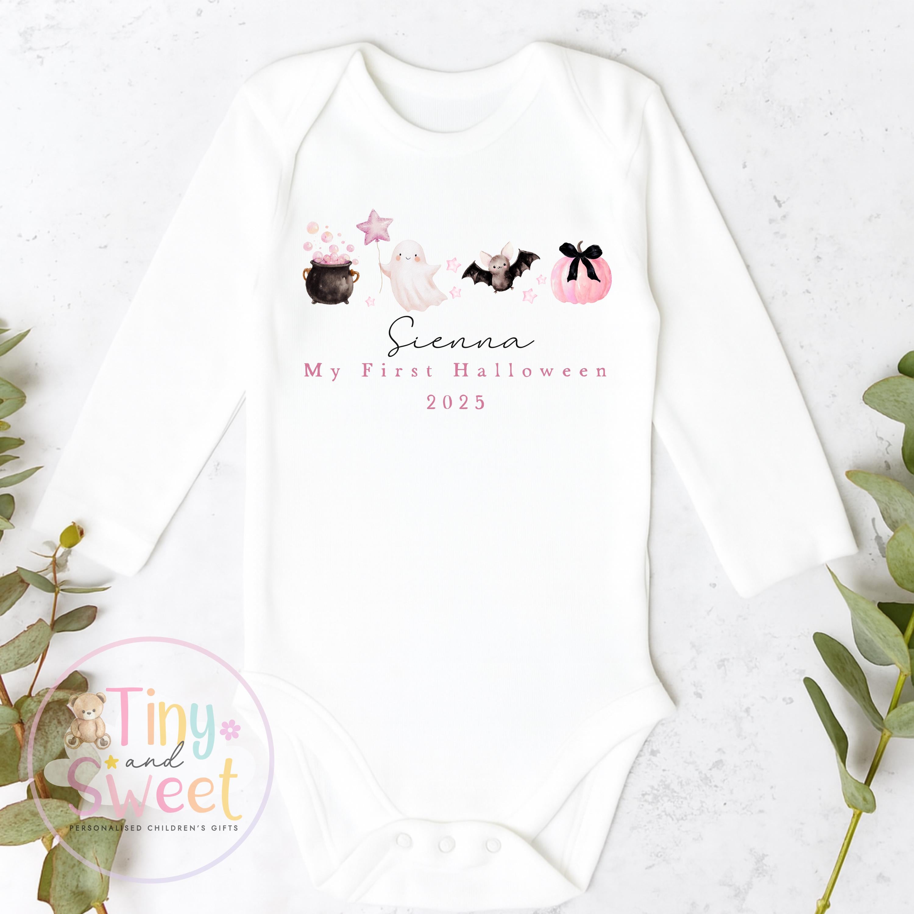 Pink First Halloween Sleepsuit, Baby 1st Halloween Gift Idea, 1st Halloween Babygrow, Halloween Outfit for baby, Halloween costume