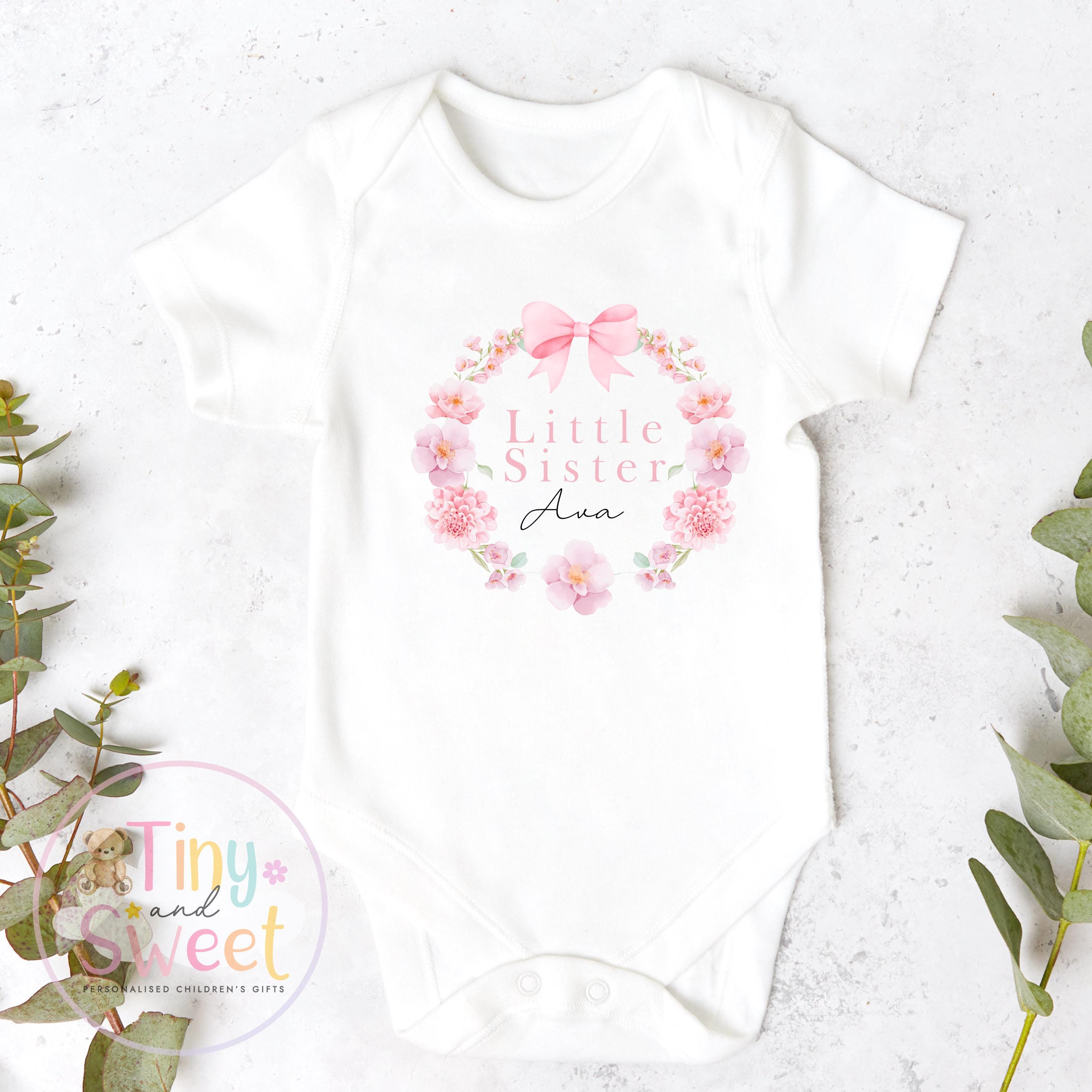 Big Sister & Little Sister Matching Outfits, Big Sister Reveal outfit, Announcement Gift for Siblings and Family, Pink Flower Sister Tee