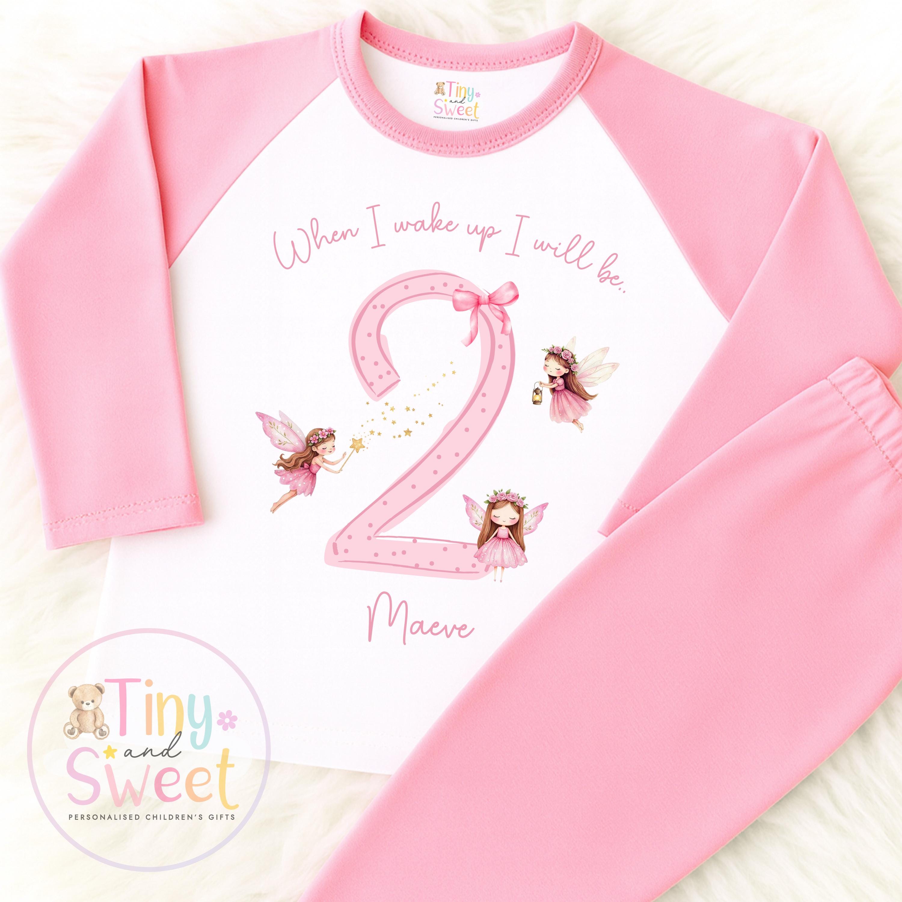 Pink Fairy Personalised Birthday Pyjamas: When I wake up I&