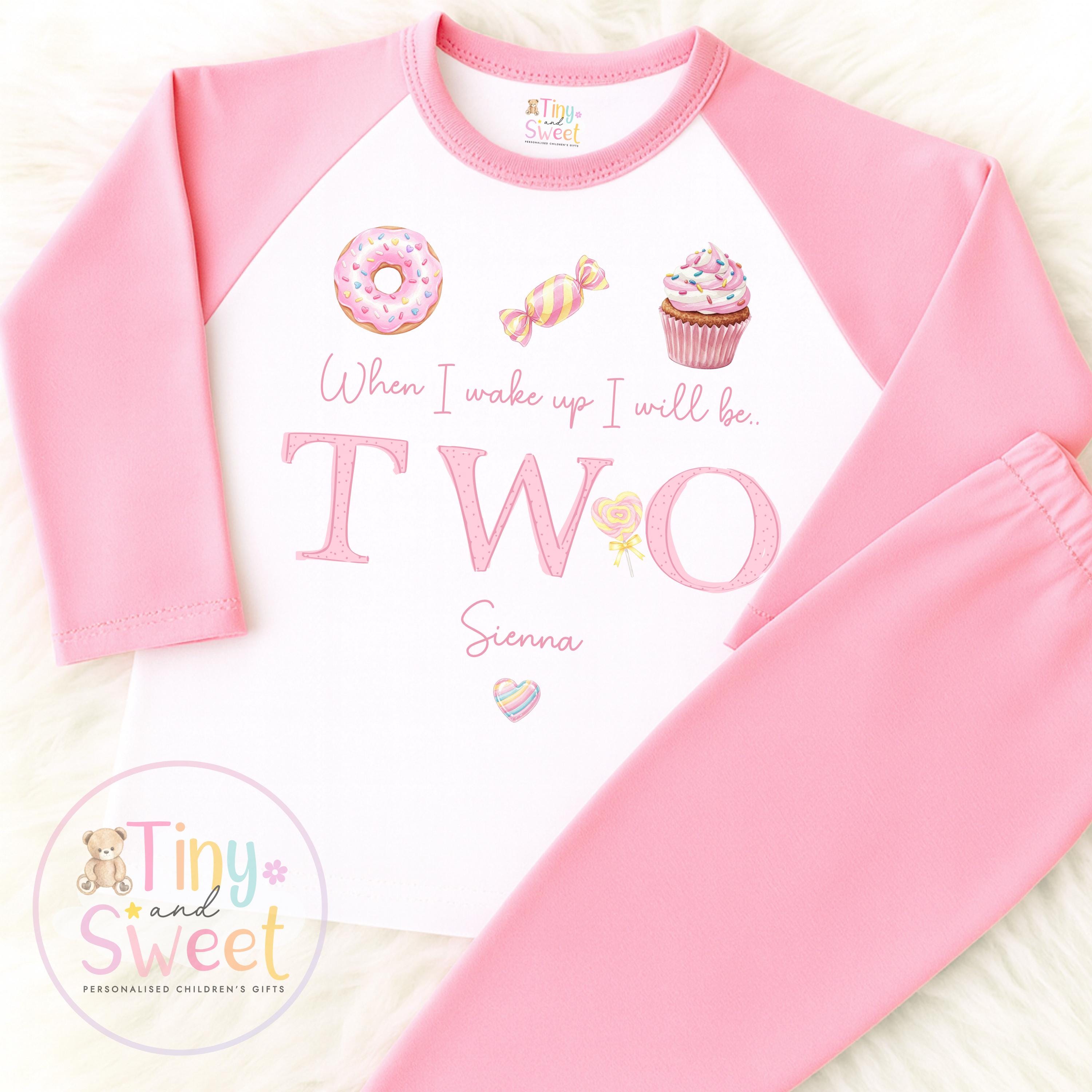 Pink Sweets Personalised Birthday Pyjamas: When I wake up I&