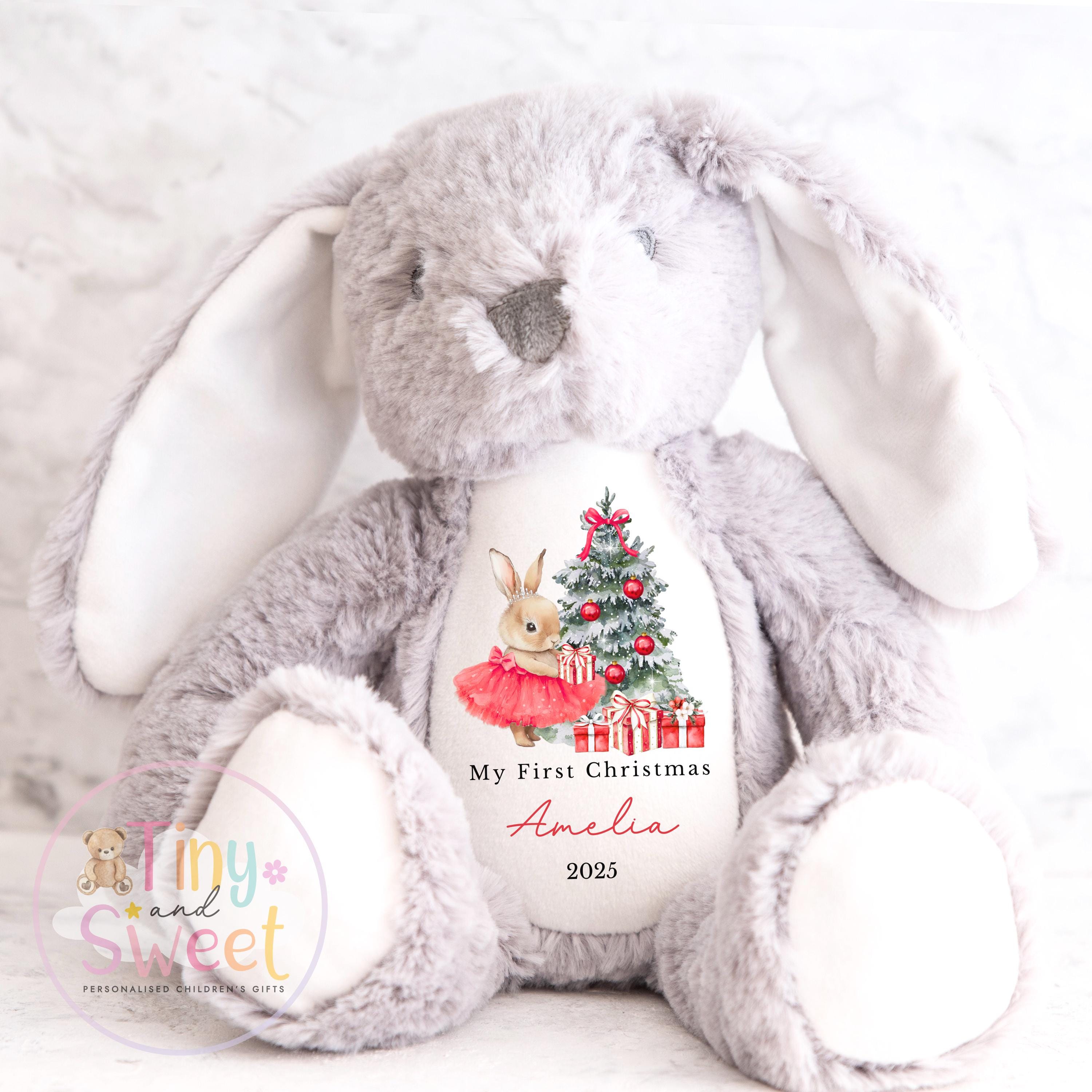 My First Christmas Bunny, Personalised Christmas Soft Toy, Baby’s First Christmas Soft Toy Gift, My First Christmas Keepsake Gift