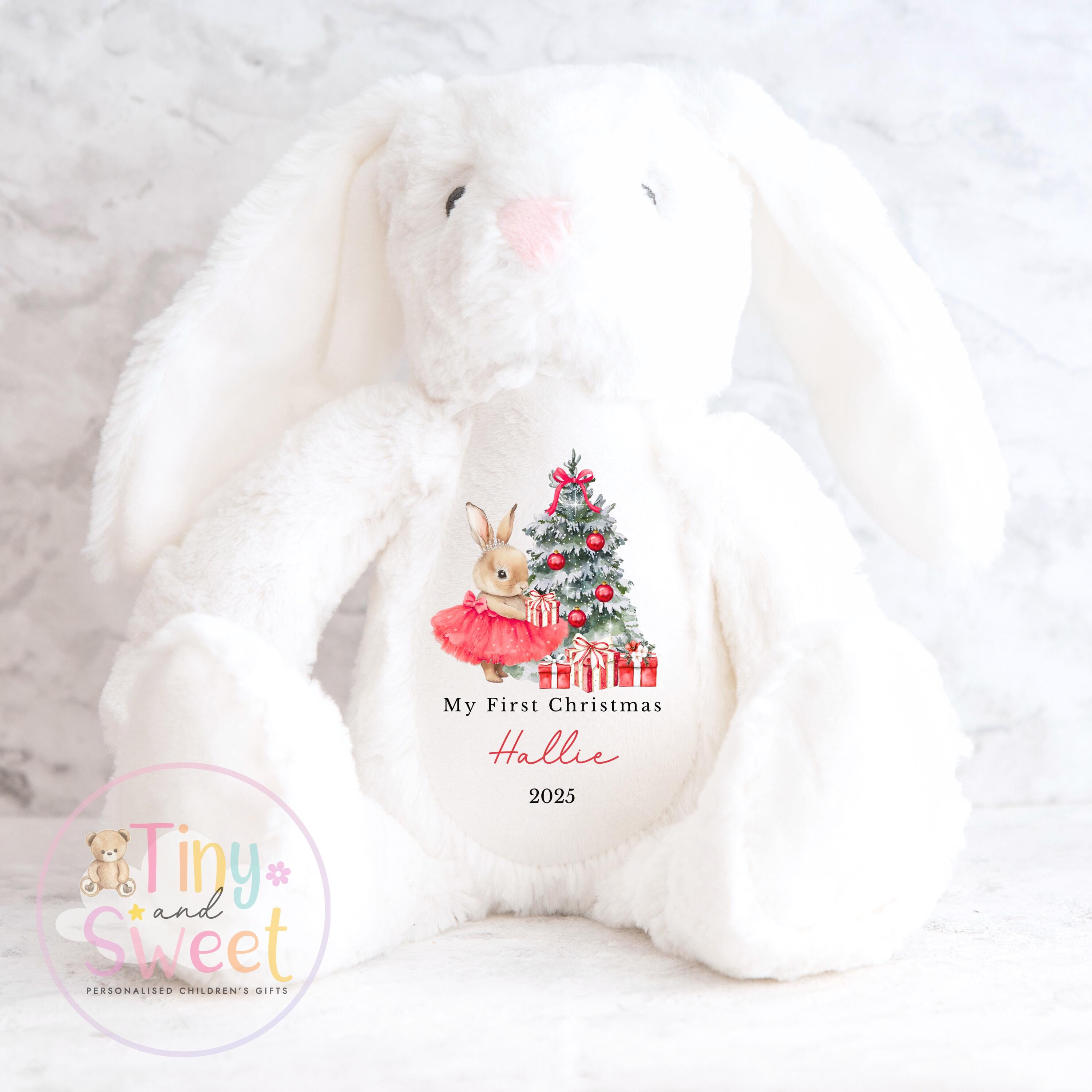 My First Christmas Bunny, Personalised Christmas Soft Toy, Baby’s First Christmas Soft Toy Gift, My First Christmas Keepsake Gift