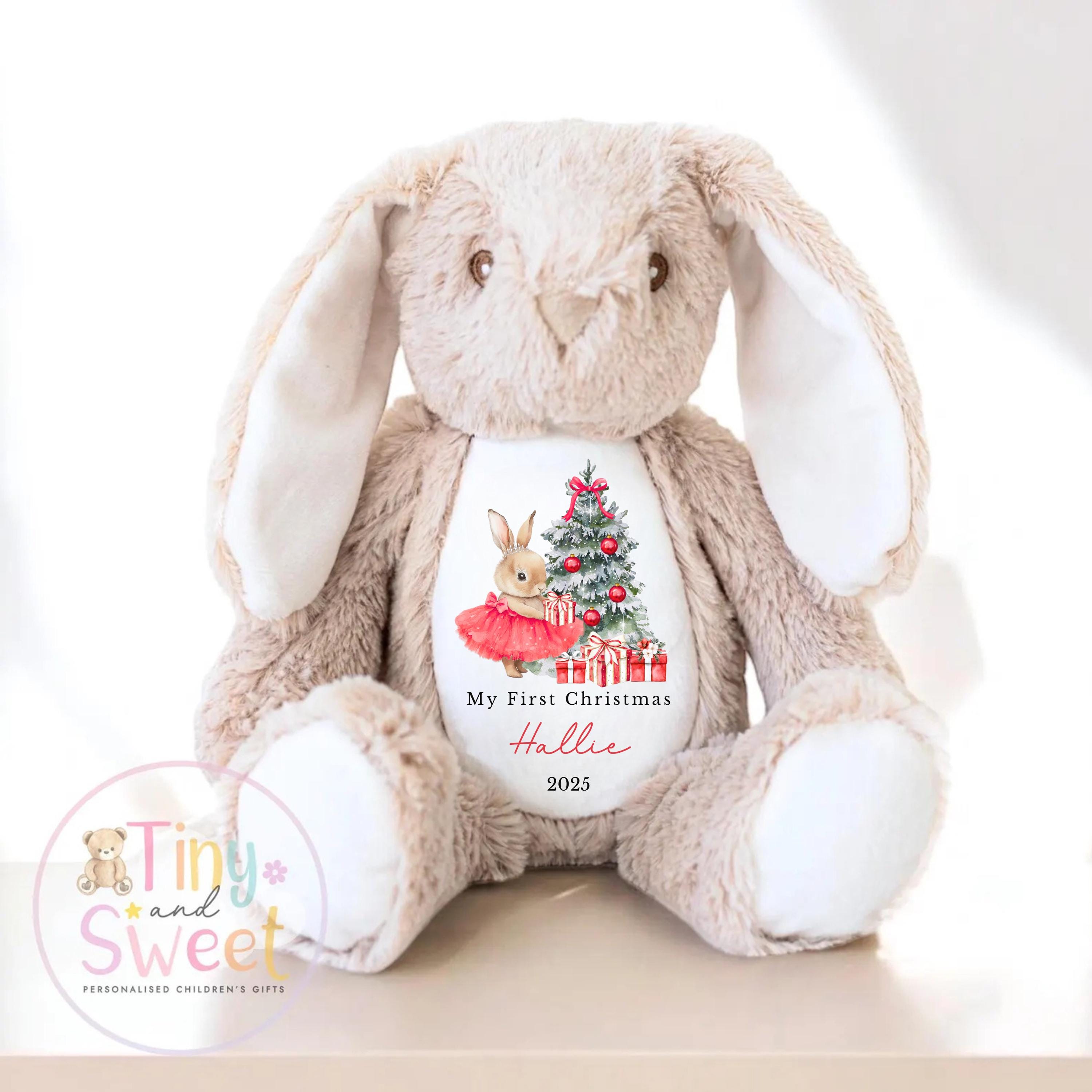 My First Christmas Bunny, Personalised Christmas Soft Toy, Baby’s First Christmas Soft Toy Gift, My First Christmas Keepsake Gift