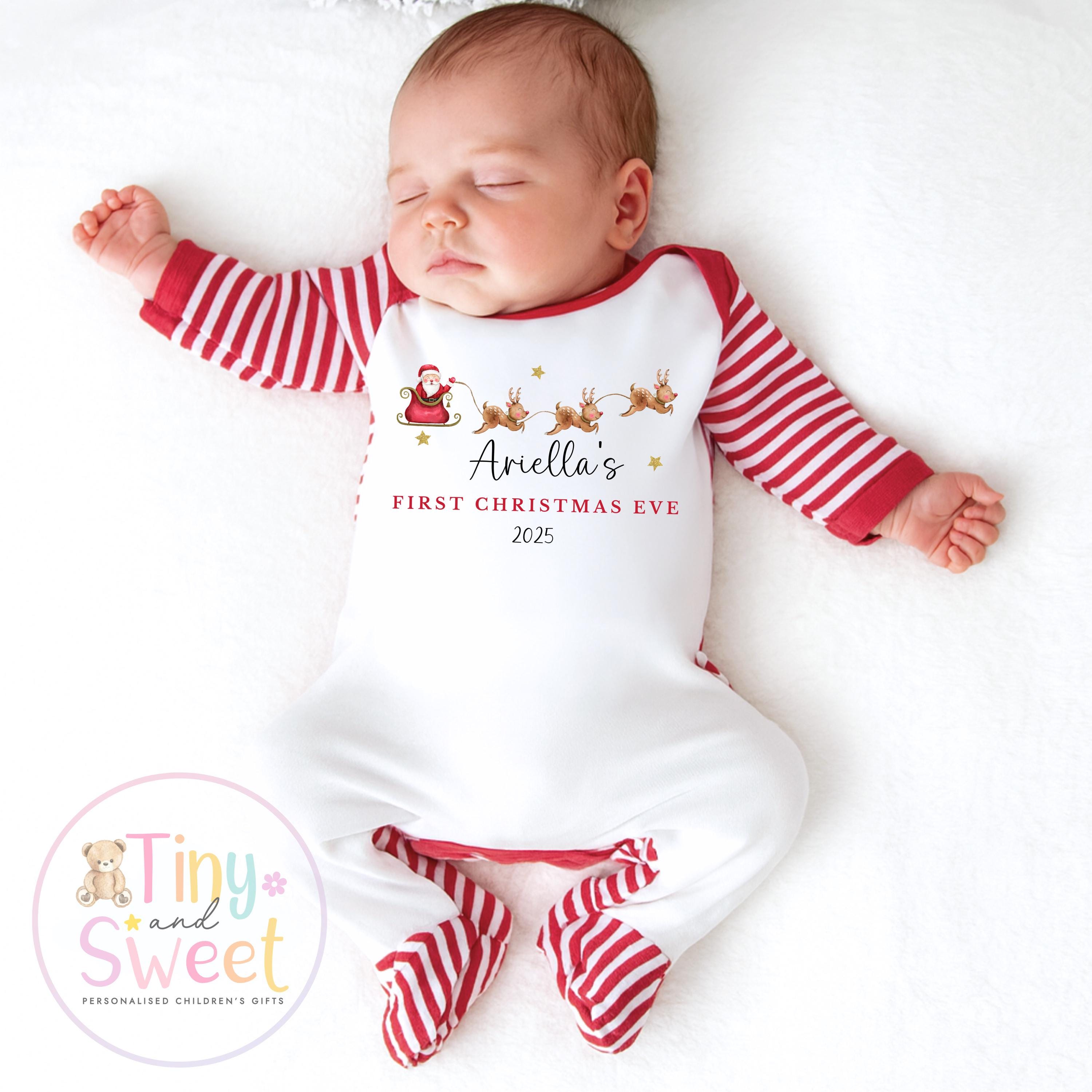 Personalised Babies First Christmas Eve Sleepsuit, Babies 1st Xmas Eve Gift Idea, Pyjamas, 1st Xmas Babygrow, Christmas Outfit for baby