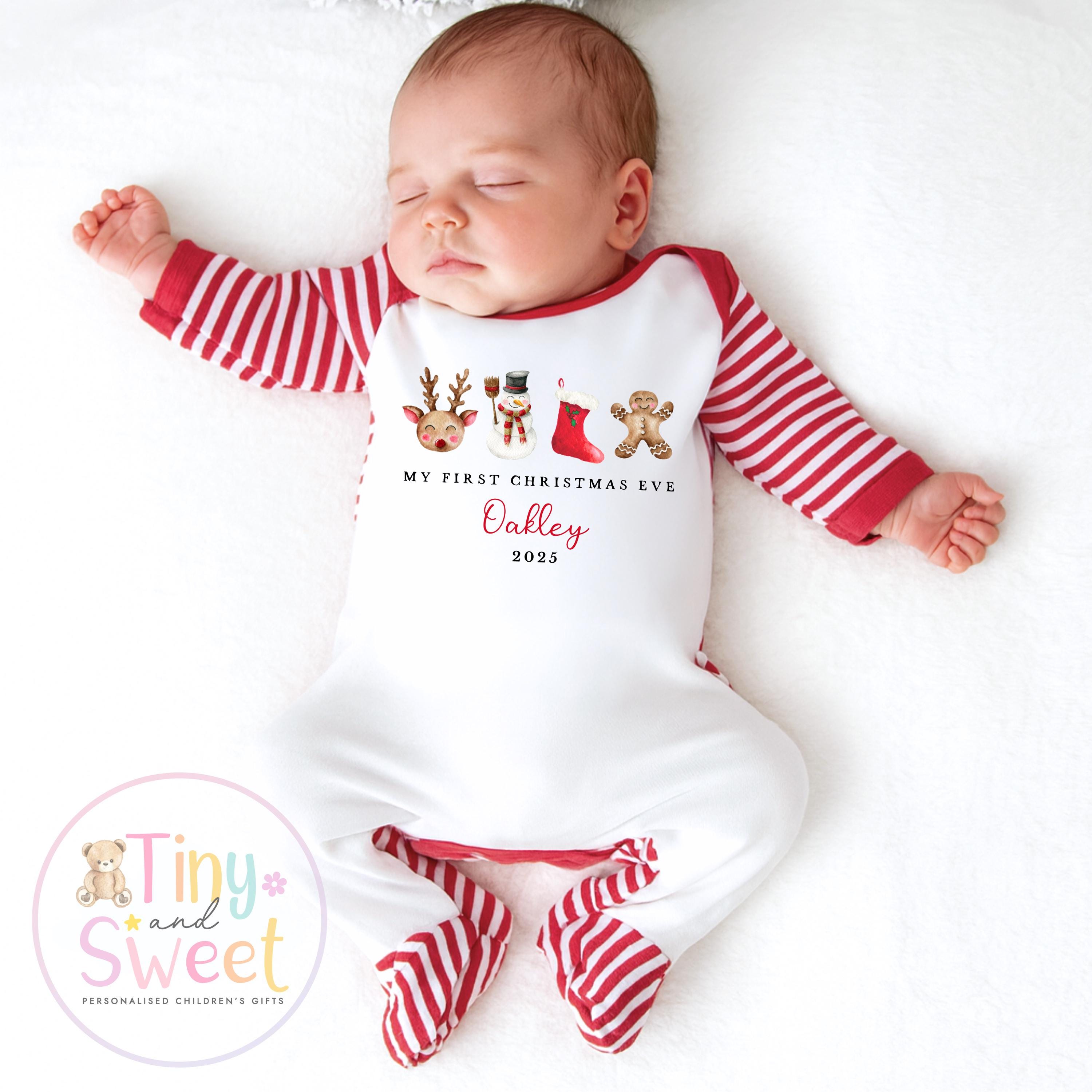 Personalised Babies First Christmas Eve Sleepsuit, Babies 1st Xmas Eve Gift Idea, Pyjamas, 1st Xmas Babygrow, Christmas Outfit for baby