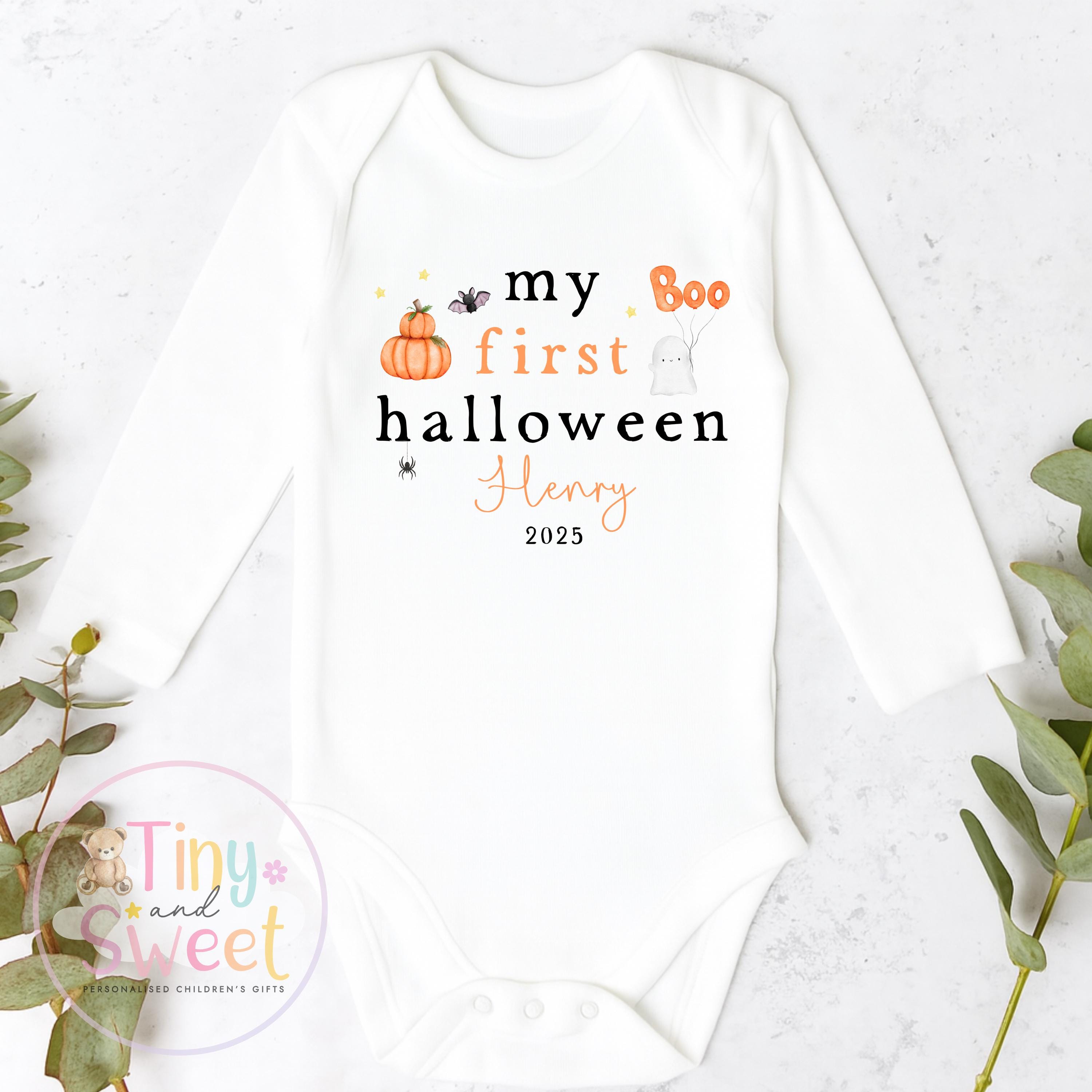 Personalised My First Halloween Baby Sleepsuit Keepsake, Halloween outfit for baby, Babies 1st Halloween, Spooky Season, First Spook