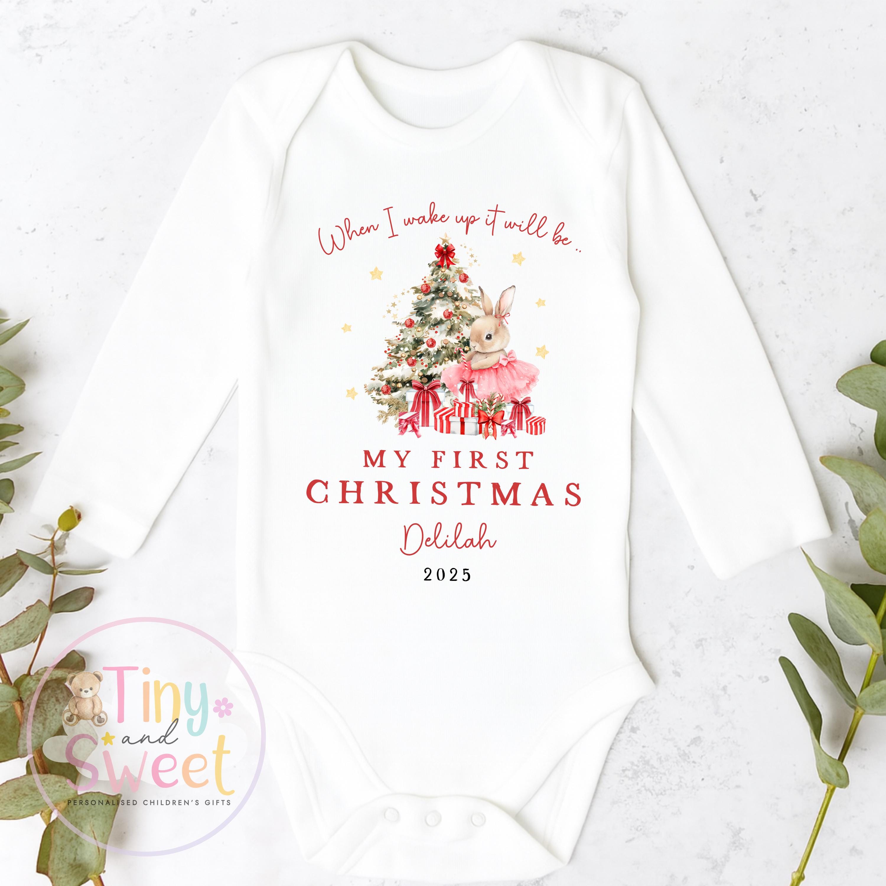 My First Christmas Sleepsuit, Personalised My First Christmas Babygrow, Baby’s 1st Christmas Outfit, Newborn Christmas Outfit, First Xmas