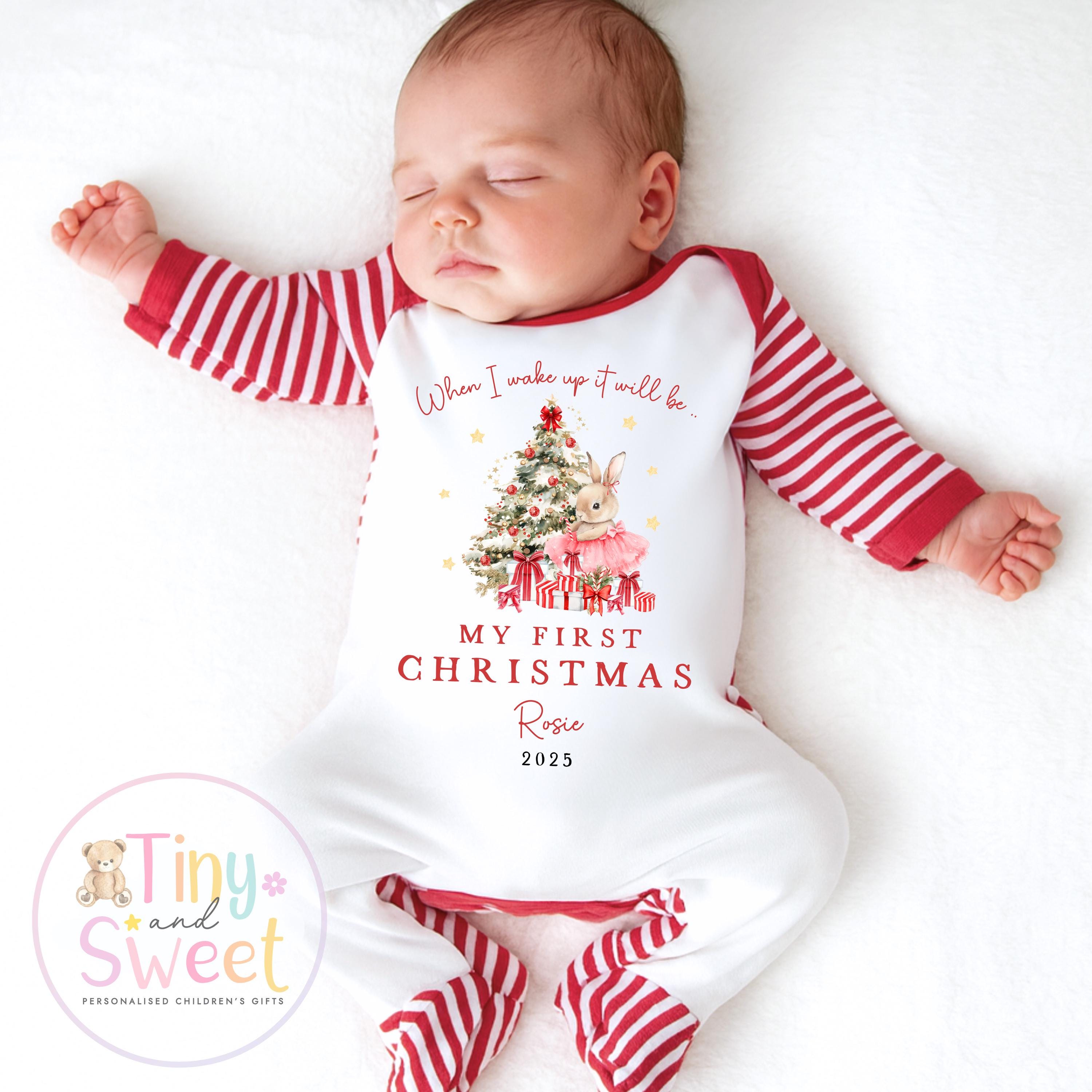 My First Christmas Sleepsuit, Personalised My First Christmas Babygrow, Baby’s 1st Christmas Outfit, Newborn Christmas Outfit, First Xmas