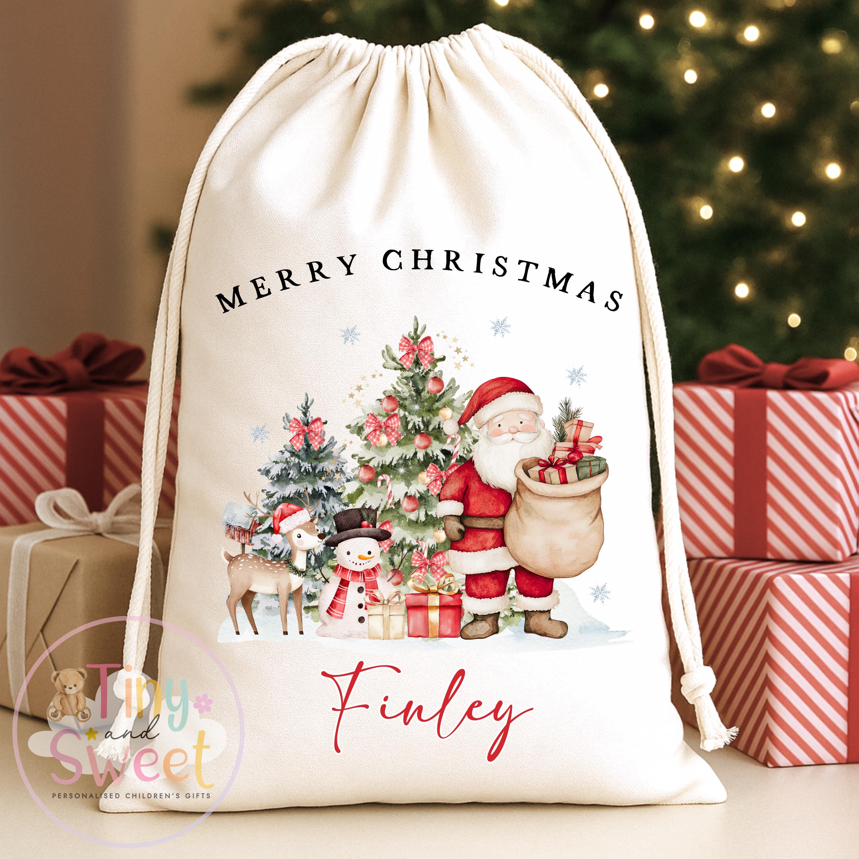 Santa Visits Personalised Christmas Sack