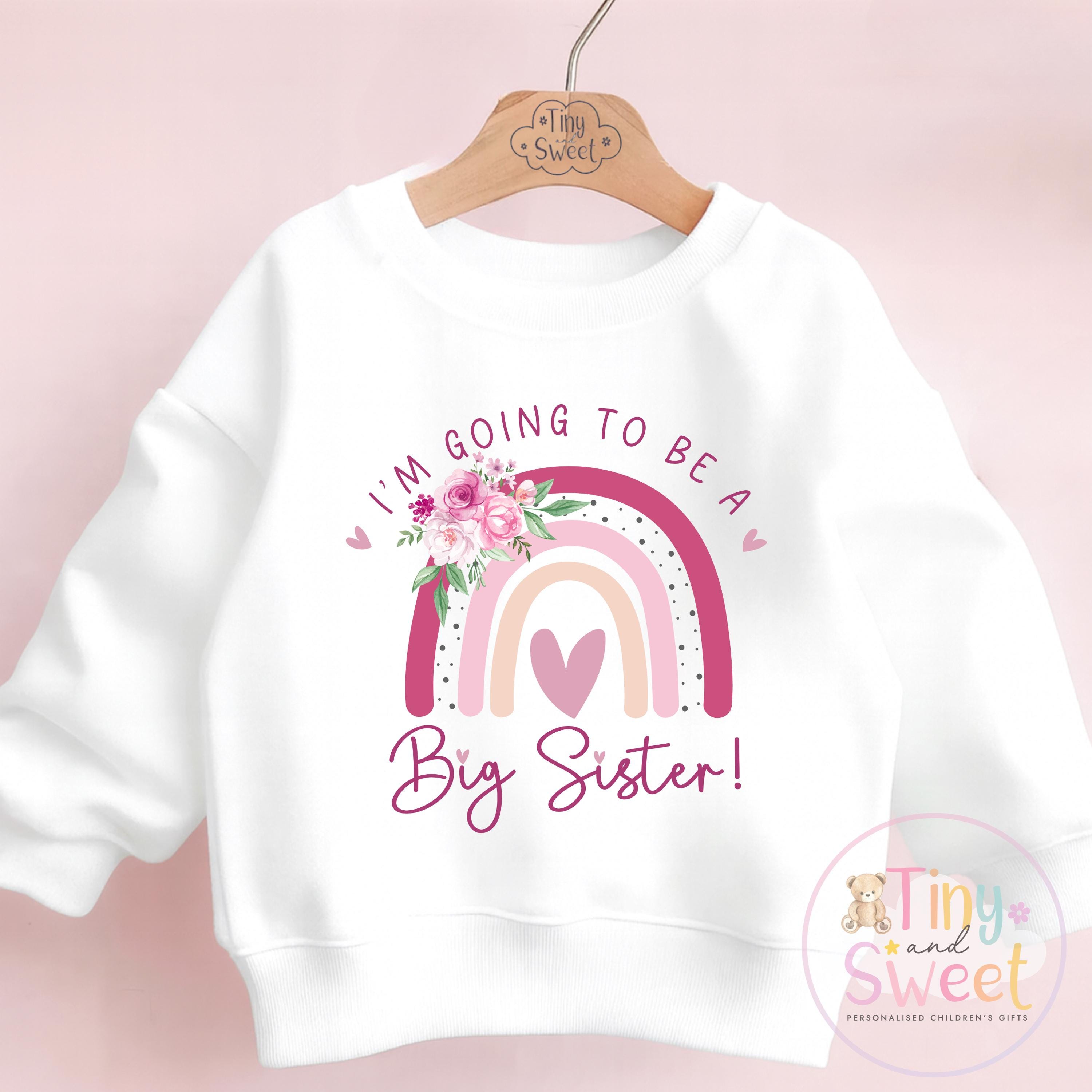 Rainbow Big Sister Sweatshirt, Big Sister Reveal outfit, Announcement Gift for Siblings and Family, Rainbow Sister Tee, Sister Announcement