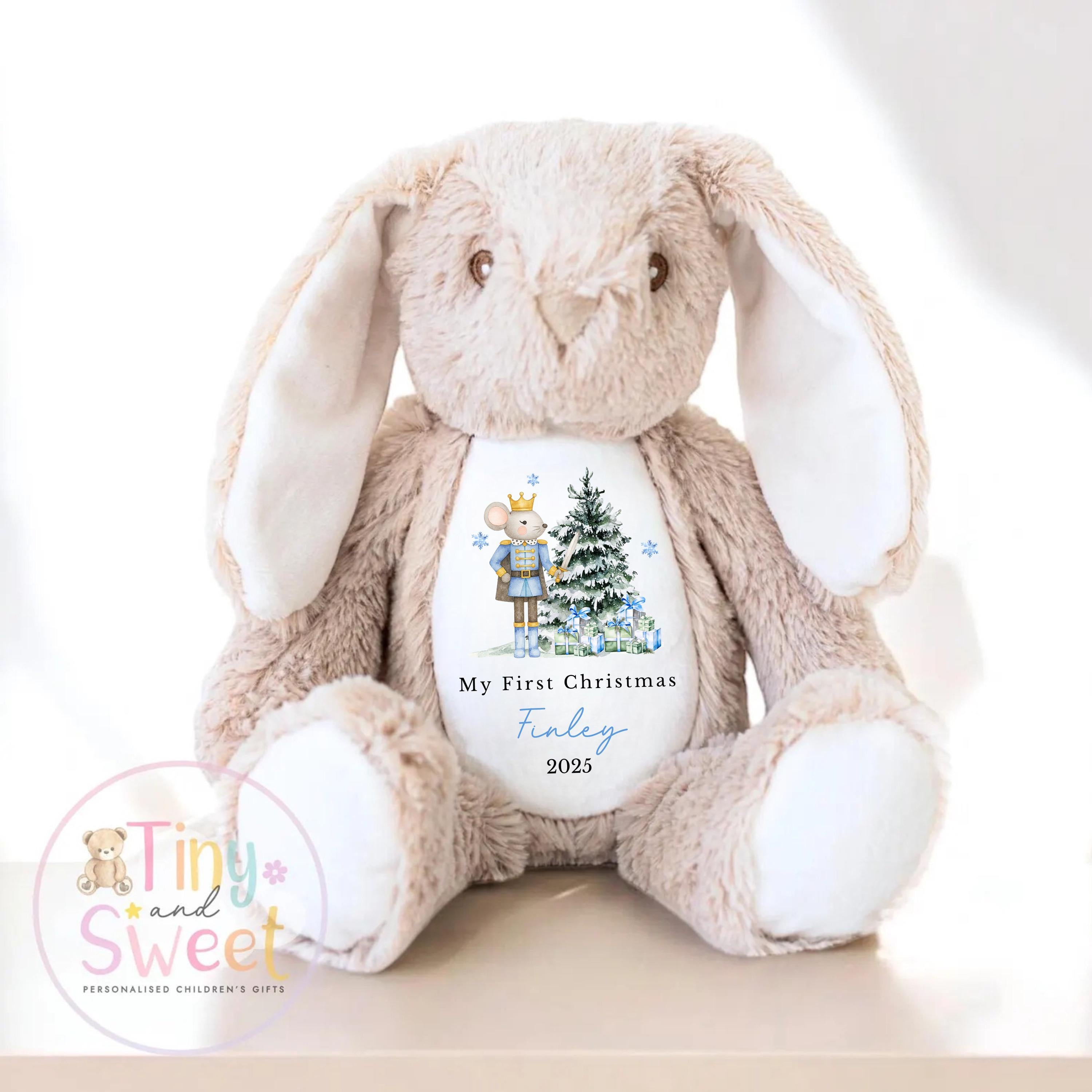 Personalised First Christmas Bunny Teddy Bear: Plush Christmas Keepsake