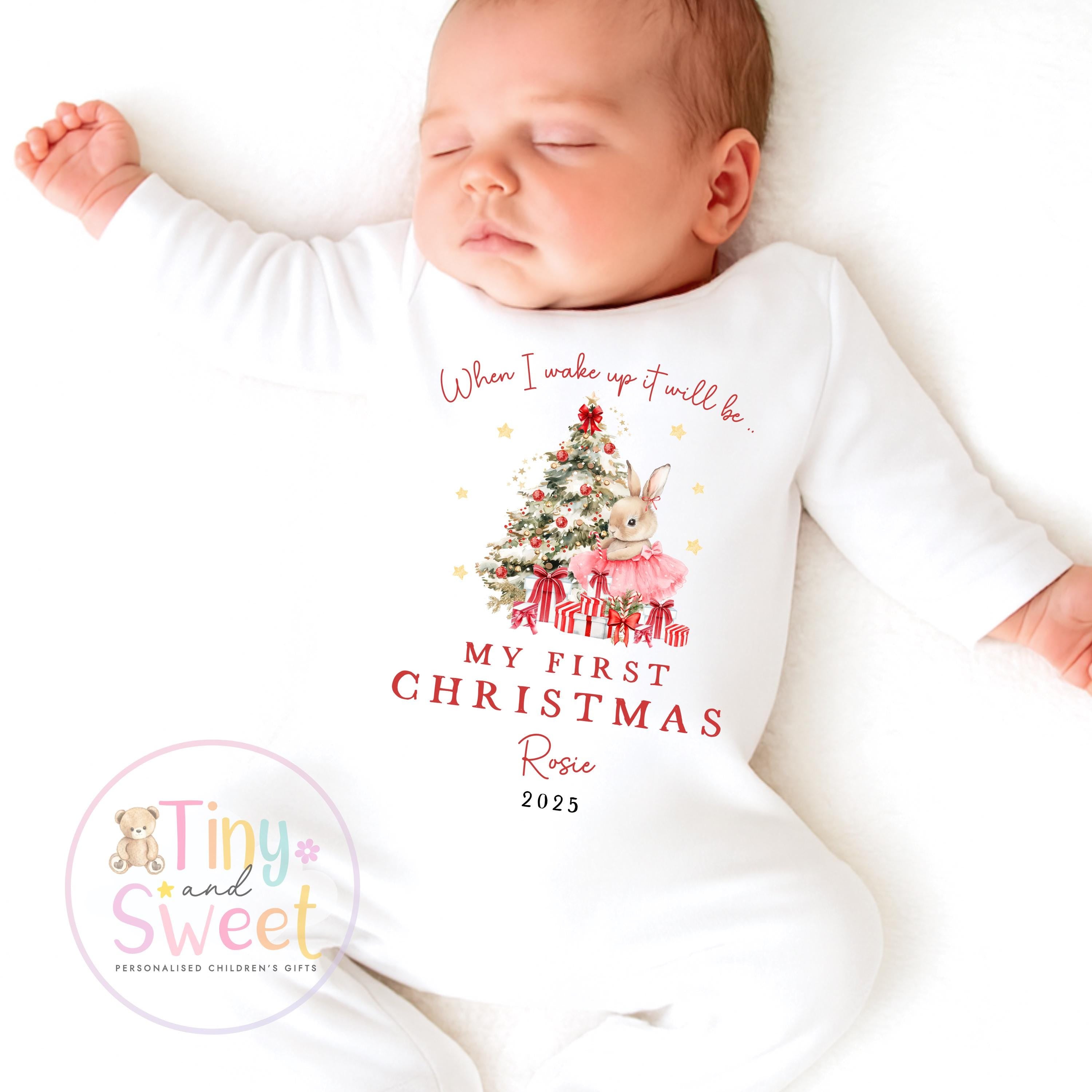 My First Christmas Sleepsuit, Personalised My First Christmas Babygrow, Baby’s 1st Christmas Outfit, Newborn Christmas Outfit, First Xmas