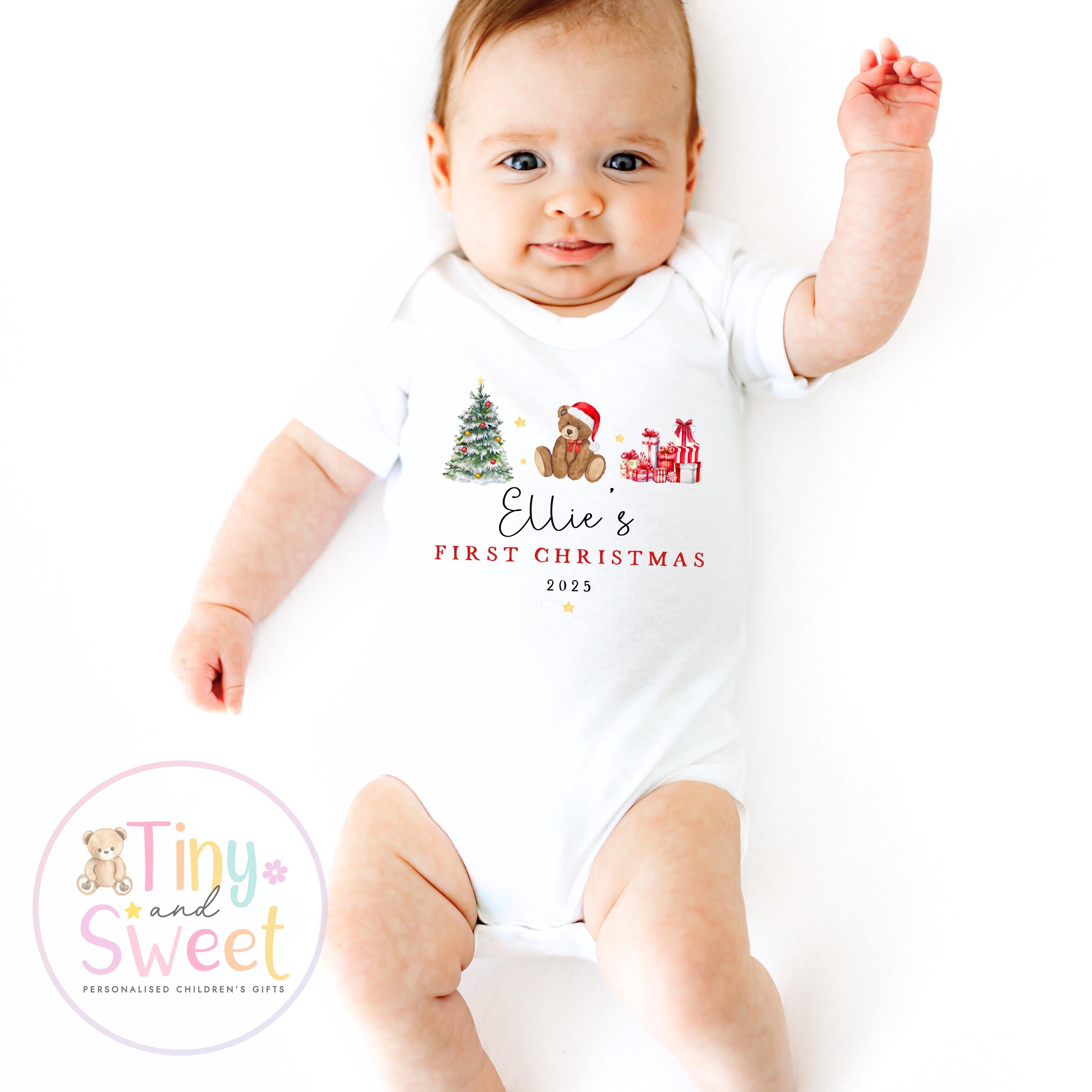 My First Christmas Sleepsuit, Personalised My First Christmas Babygrow, Baby’s 1st Christmas Outfit, Newborn Christmas Outfit, First Xmas